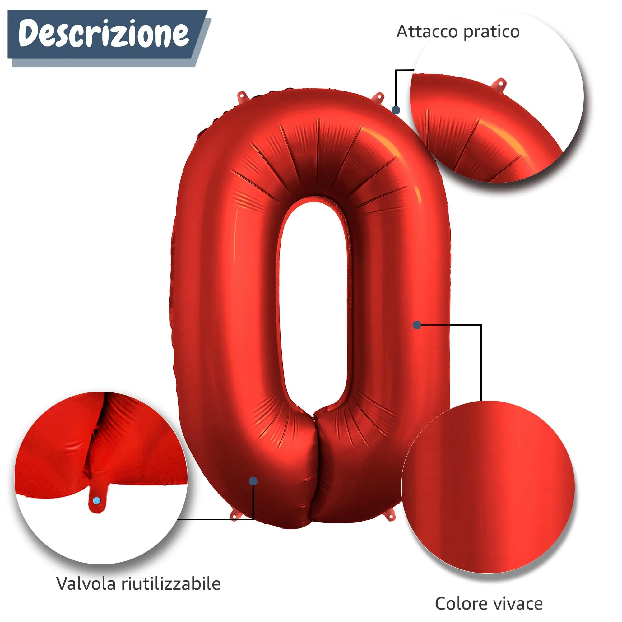 FUNFEST Palloncino Numero 0 Rosso Cromo 100cm - immagine 6