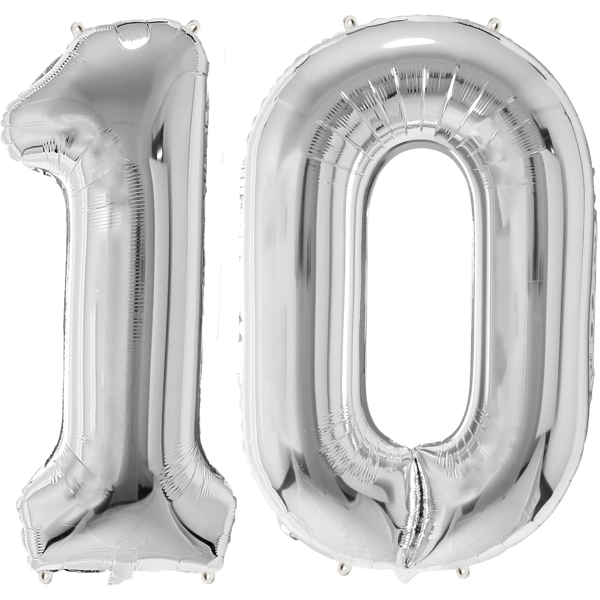 FUNFEST Palloncini 10° Compleanno Argento Giganti 100cm - immagine 1