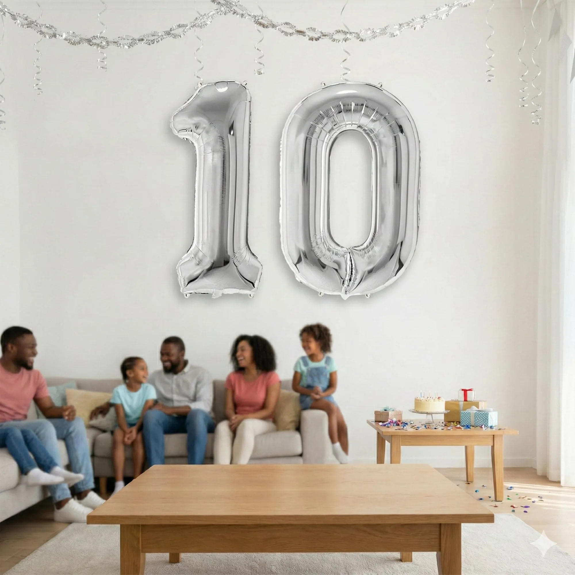 FUNFEST Palloncini 10° Compleanno Argento Giganti 100cm - immagine 5