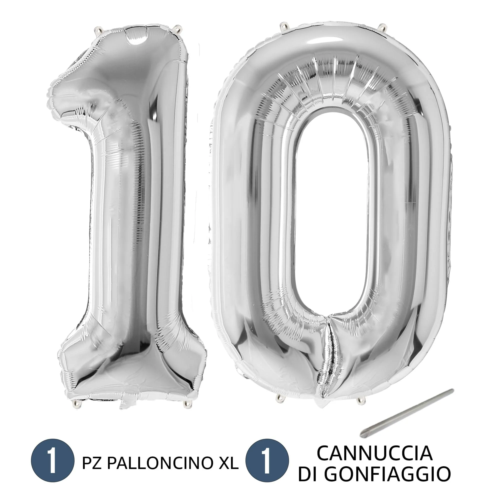 FUNFEST Palloncini 10° Compleanno Argento Giganti 100cm - immagine 7