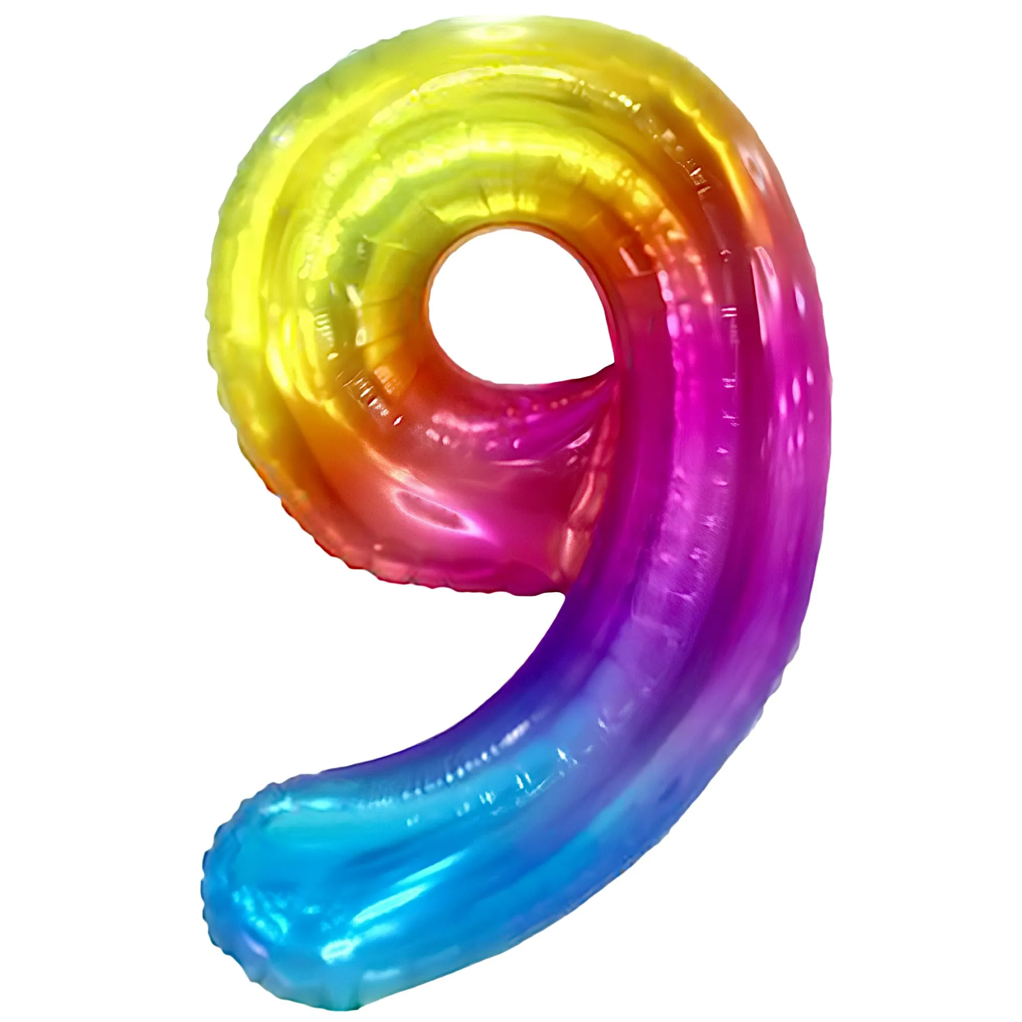 FUNFEST Palloncino Numero 9 Arcobaleno 100cm – Decorazione Compleanno Gigante – Elio o Aria - immagine 1