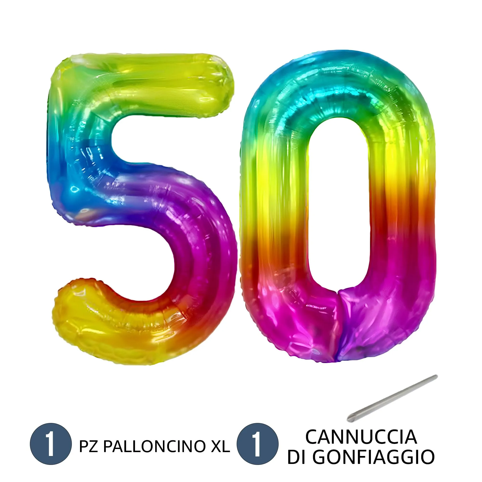 FUNFEST Palloncini 50° Compleanno Arcobaleno Giganti 100cm - immagine 7