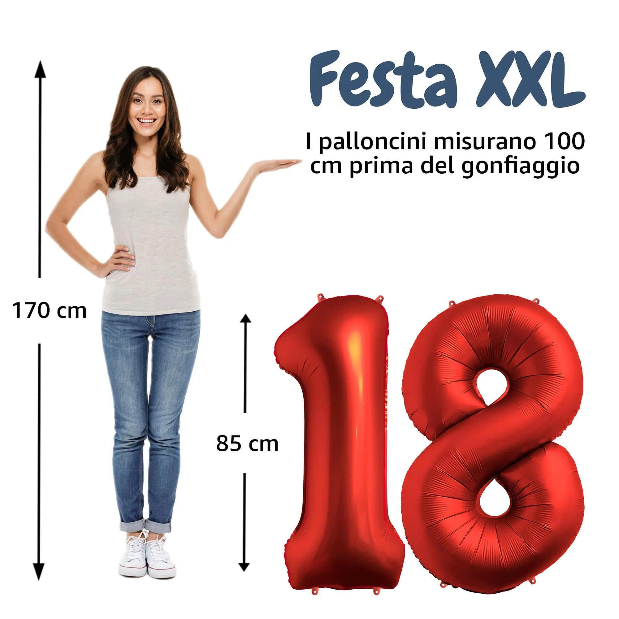 FUNFEST Palloncini 18 o 81 Anni Rosso Chromo 100cm - immagine 2