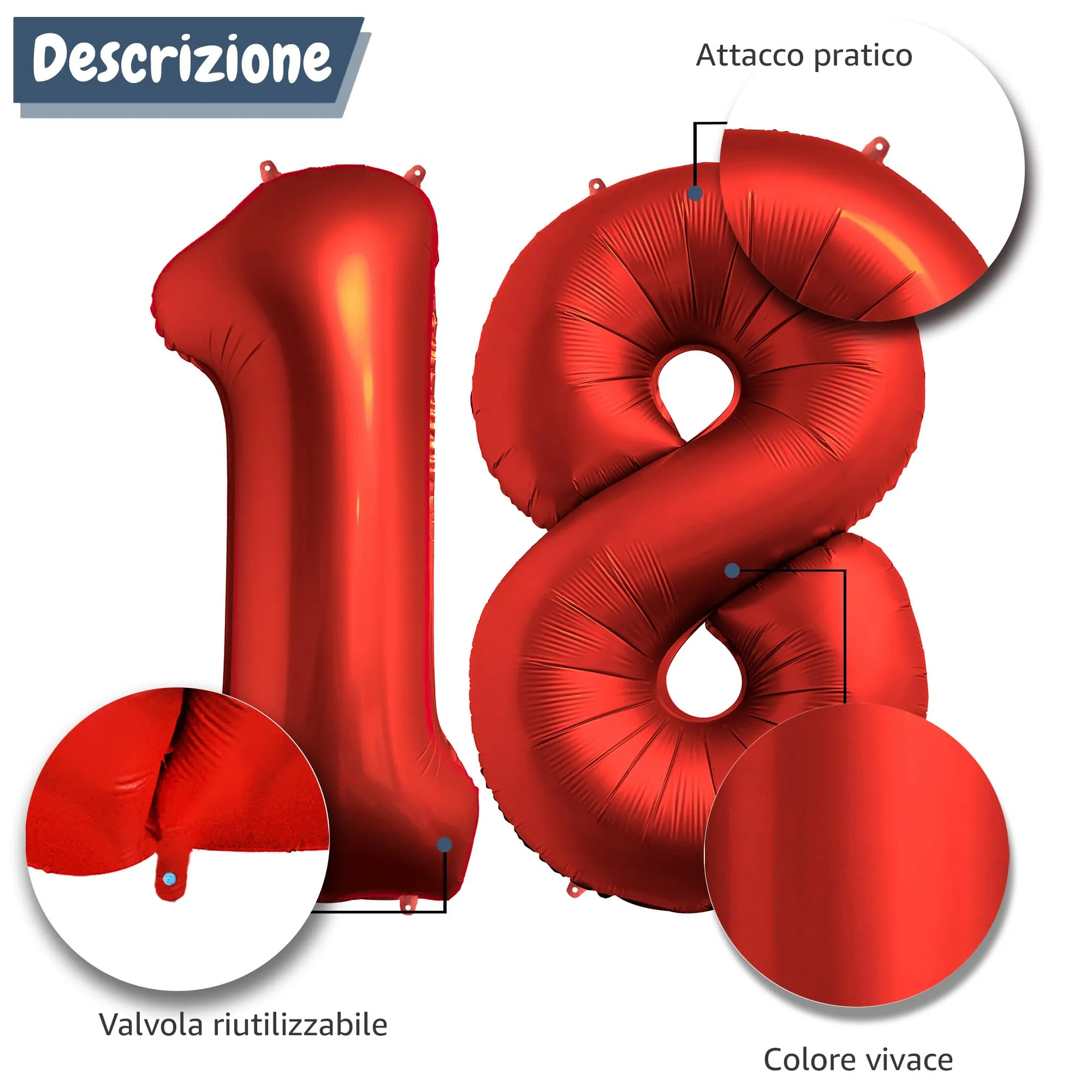 FUNFEST Palloncini 18 o 81 Anni Rosso Chromo 100cm - immagine 6