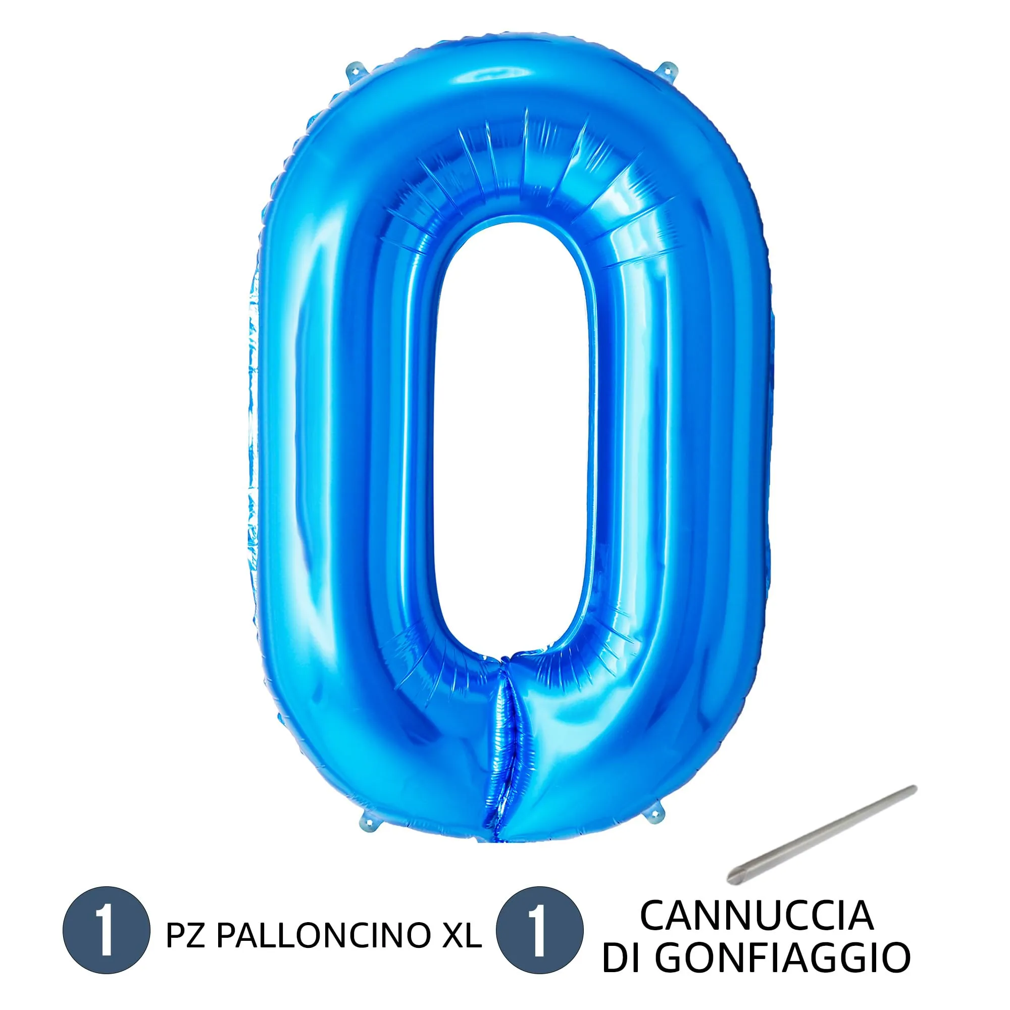 FUNFEST Palloncino Numero 0 Blu Lucido 100cm - immagine 7