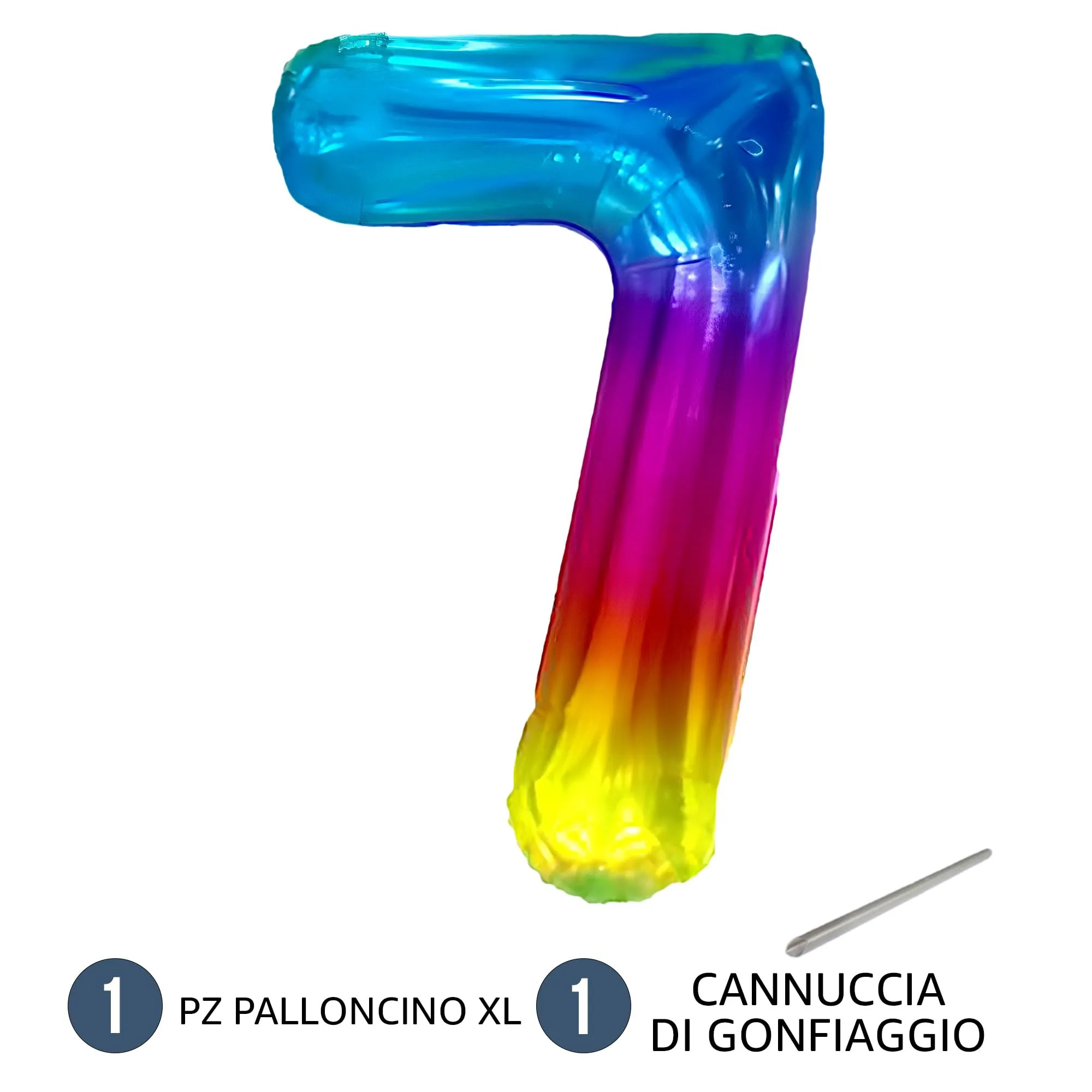 FUNFEST Palloncino Numero 7 Arcobaleno 100cm – Decorazione Compleanno Gigante – Elio o Aria - immagine 7