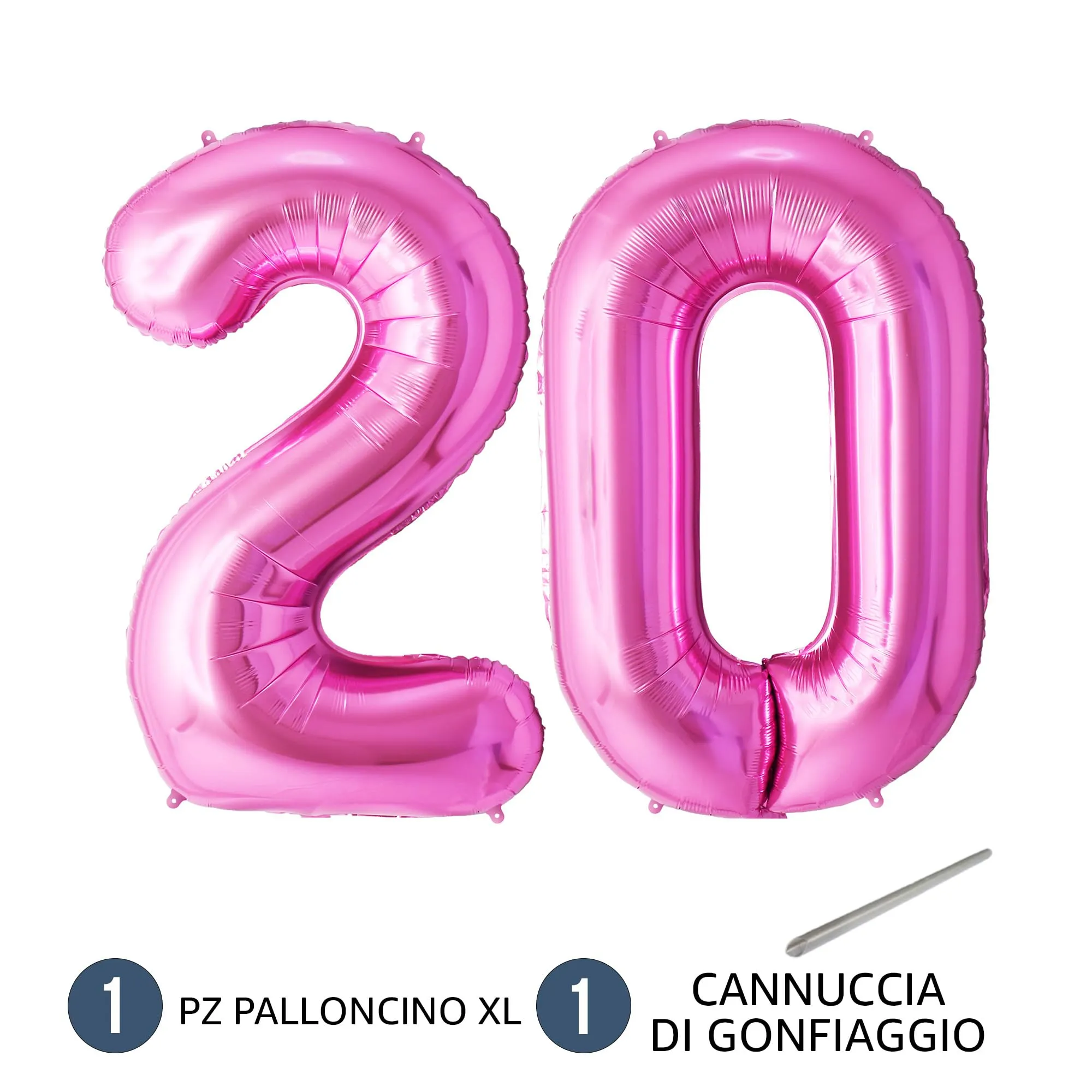 FUNFEST Palloncini 20° Compleanno Rosa Giganti 100cm - immagine 7