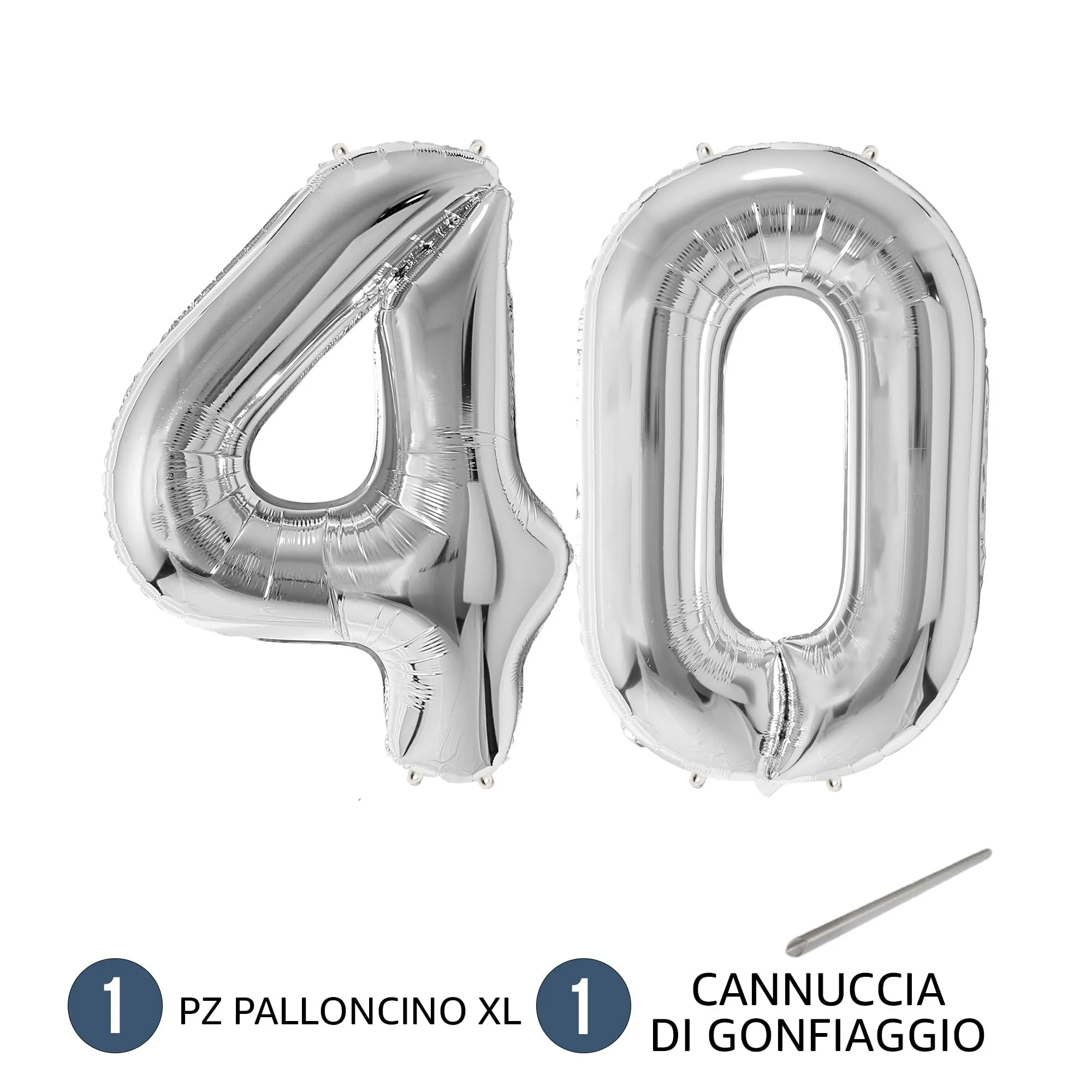 FUNFEST Palloncini 40° Compleanno Argento Giganti 100cm - immagine 7