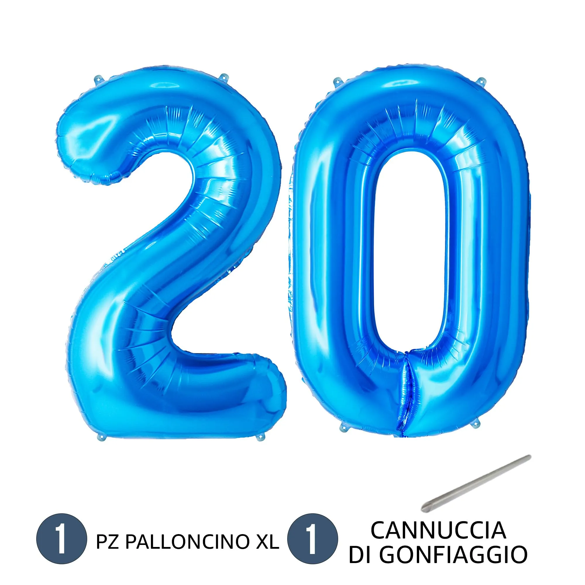 FUNFEST Palloncini 20° Compleanno Blu Giganti 100cm - immagine 7