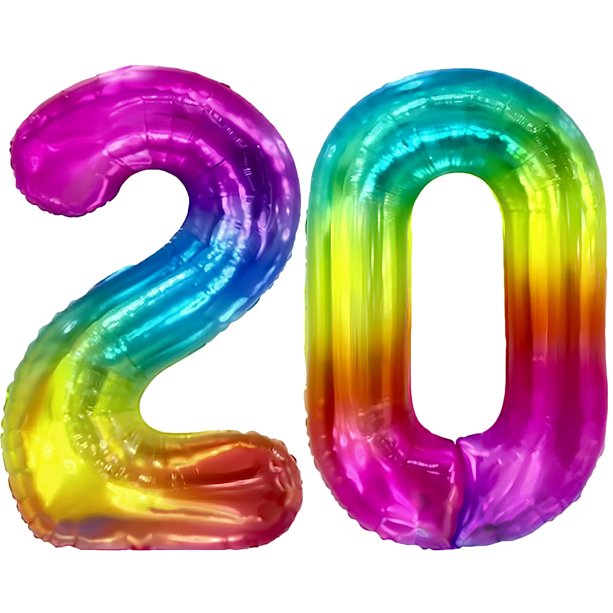 FUNFEST Palloncini 20° Compleanno Arcobaleno Giganti 100cm - immagine 1
