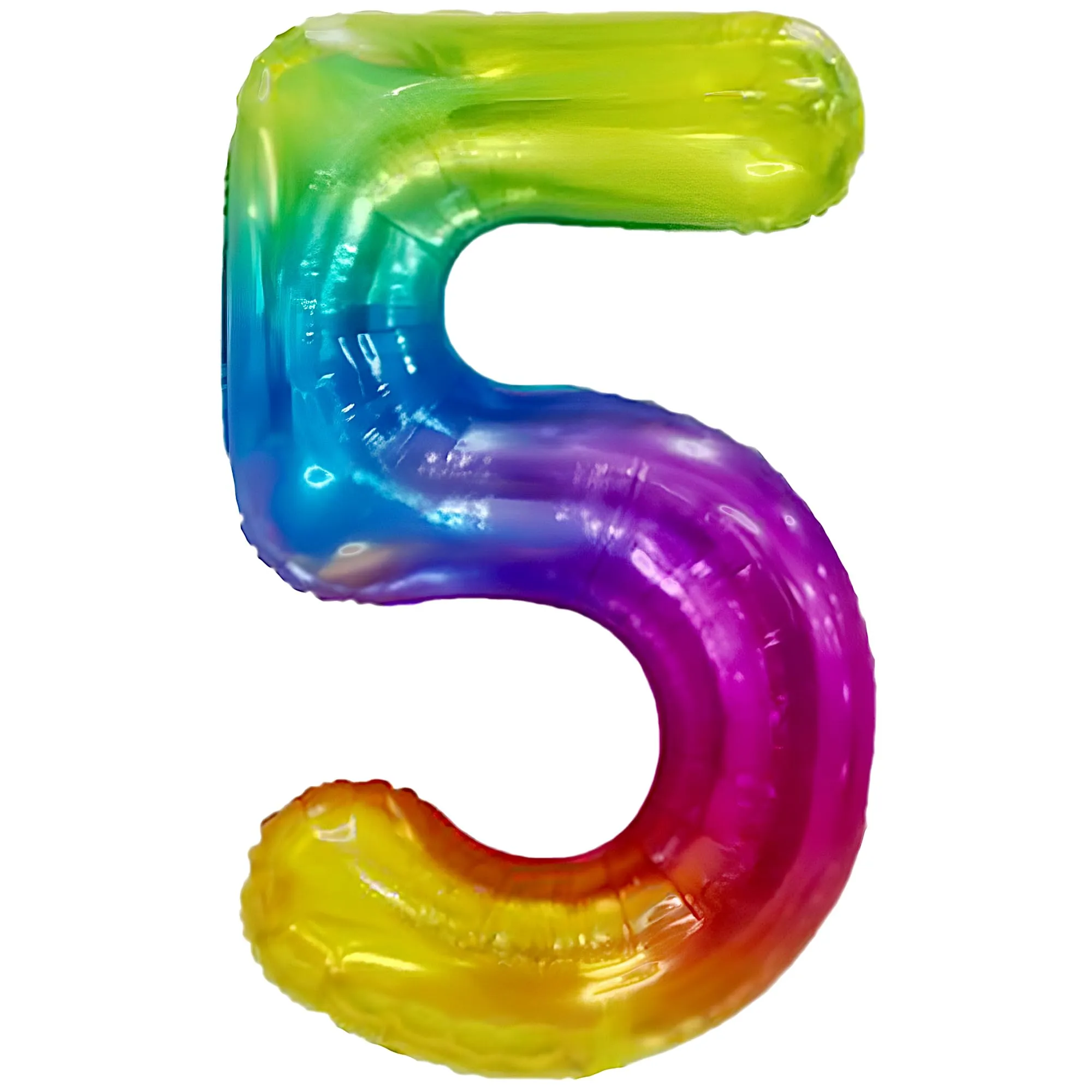 FUNFEST Palloncino Numero 5 Arcobaleno Gigante 100cm - immagine 1