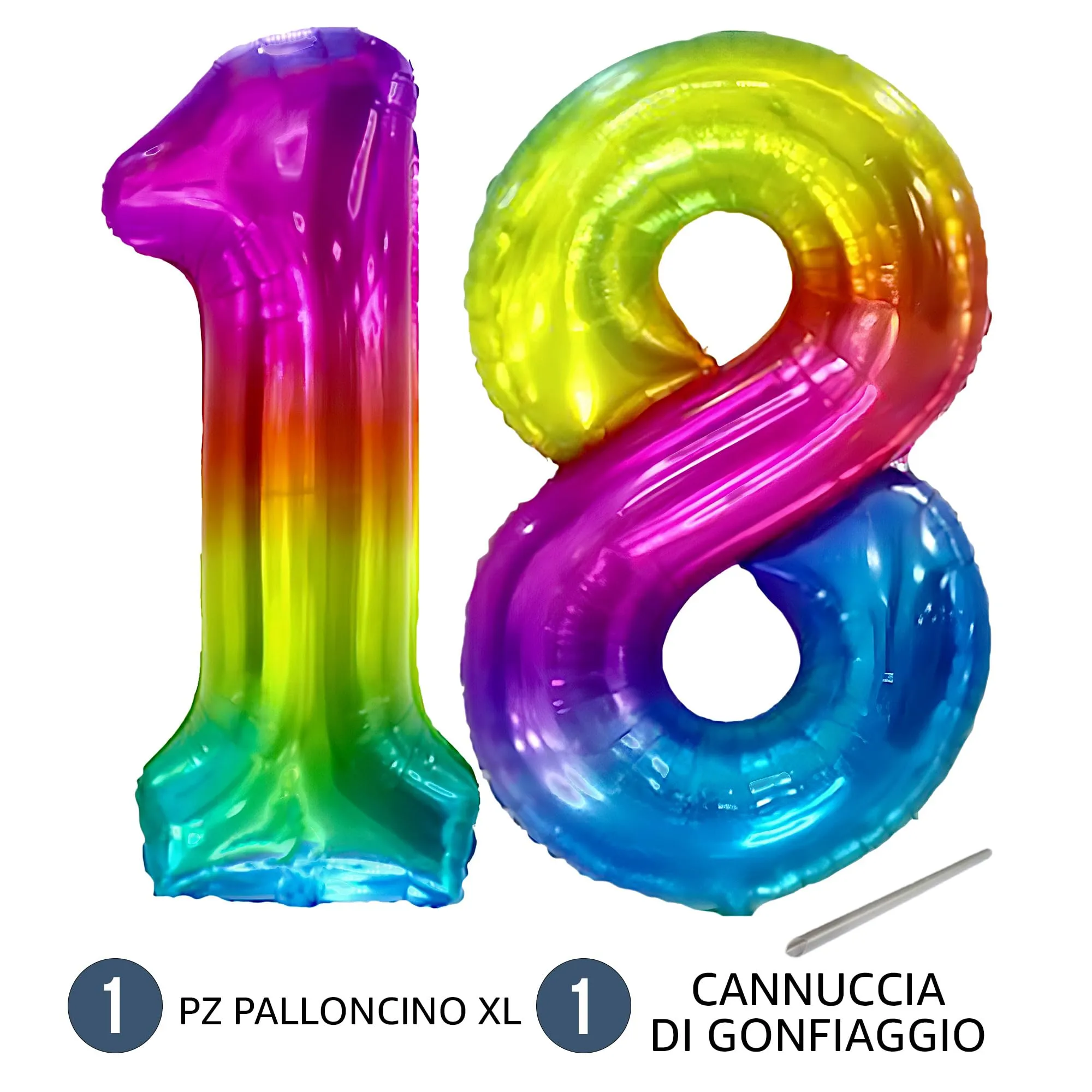 FUNFEST Palloncini 18 o 81 Anni Arcobaleno Giganti 100cm - immagine 7