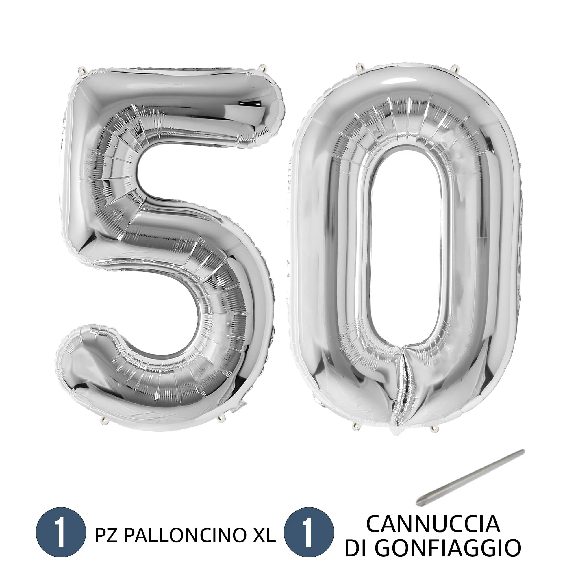 FUNFEST Palloncini 50° Compleanno Argento Giganti 100cm - immagine 7