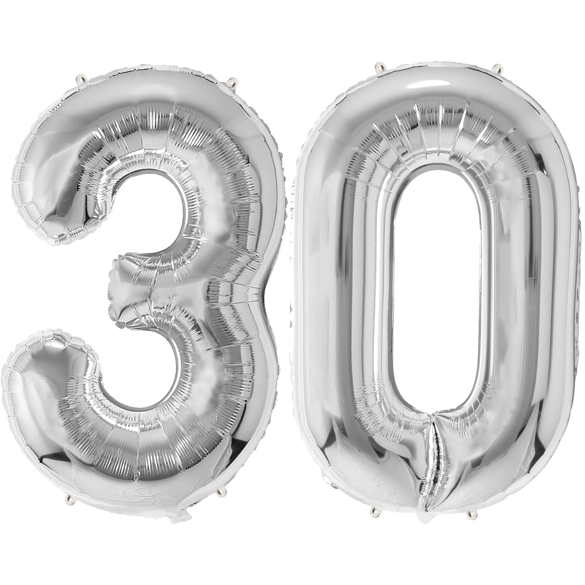 FUNFEST Palloncini 30° Compleanno Argento Giganti 100cm - immagine 1