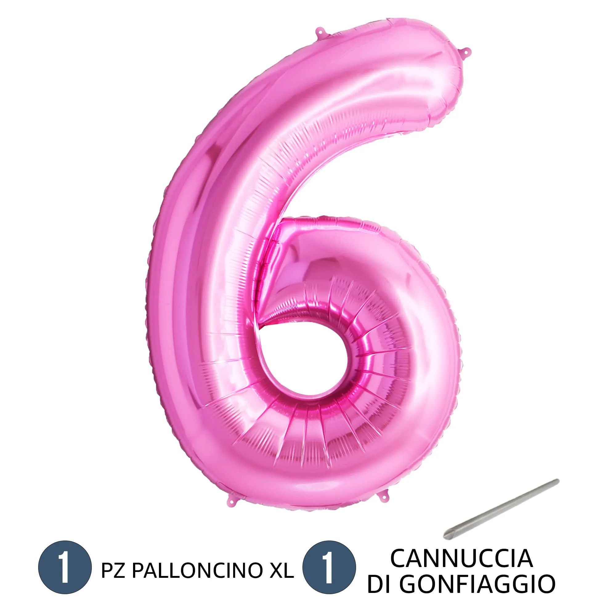 FUNFEST Palloncino Numero 6 Rosa 100cm – Decorazione Compleanno Ragazza – Elio o Aria - immagine 7