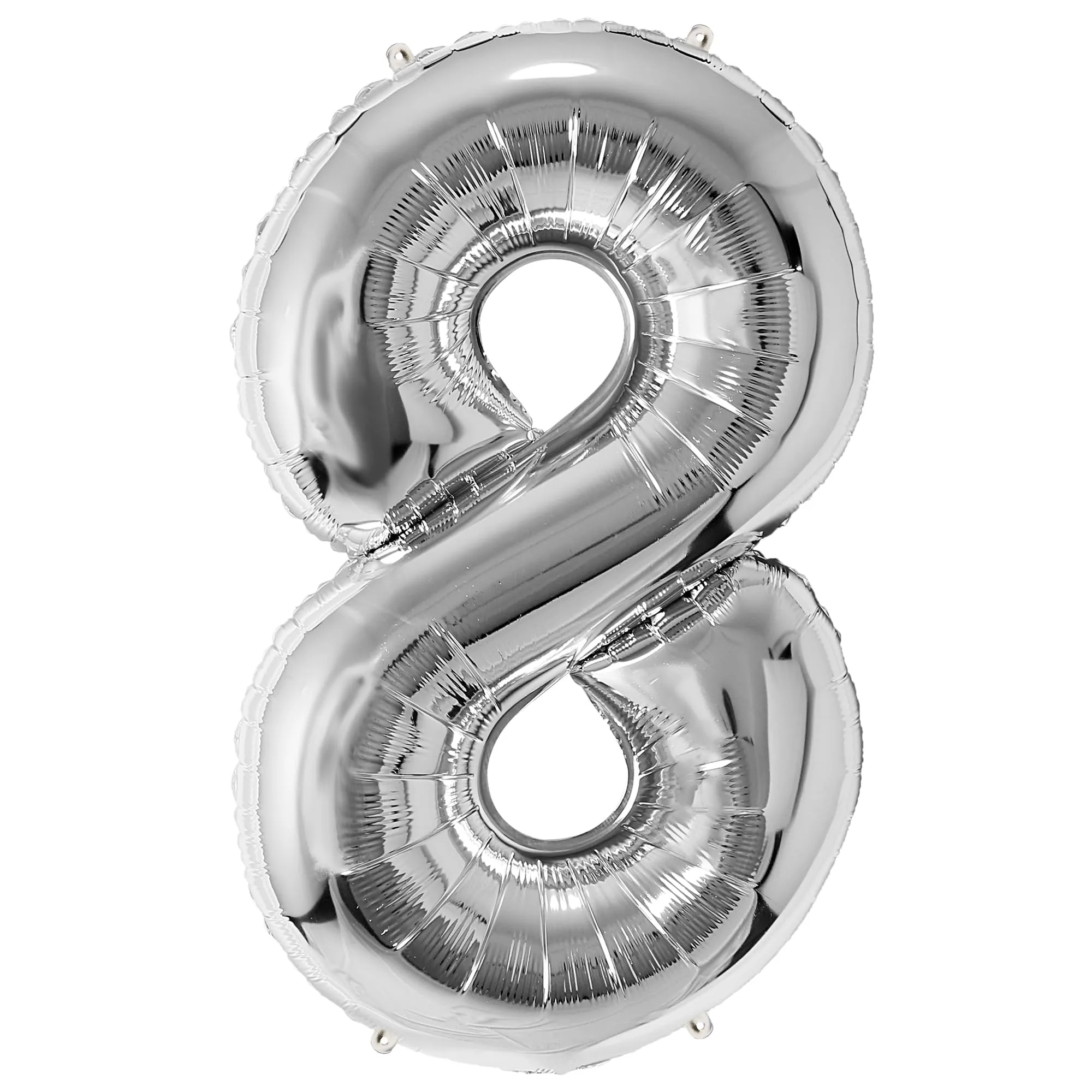 FUNFEST Palloncino Numero 8 Argento 100cm – Decorazione Compleanno Metallizzata – Elio o Aria - immagine 1