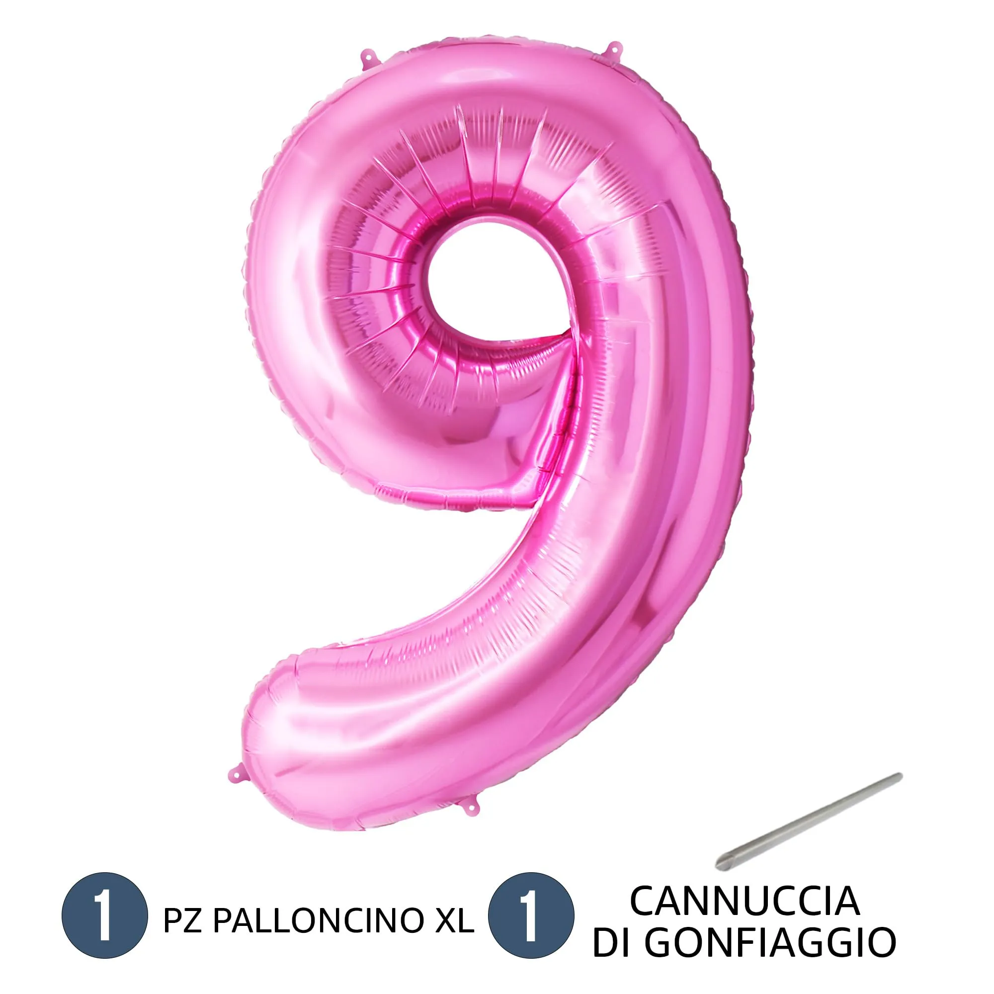 FUNFEST Palloncino Numero 9 Rosa 100cm – Decorazione Compleanno Ragazza – Elio o Aria - immagine 7