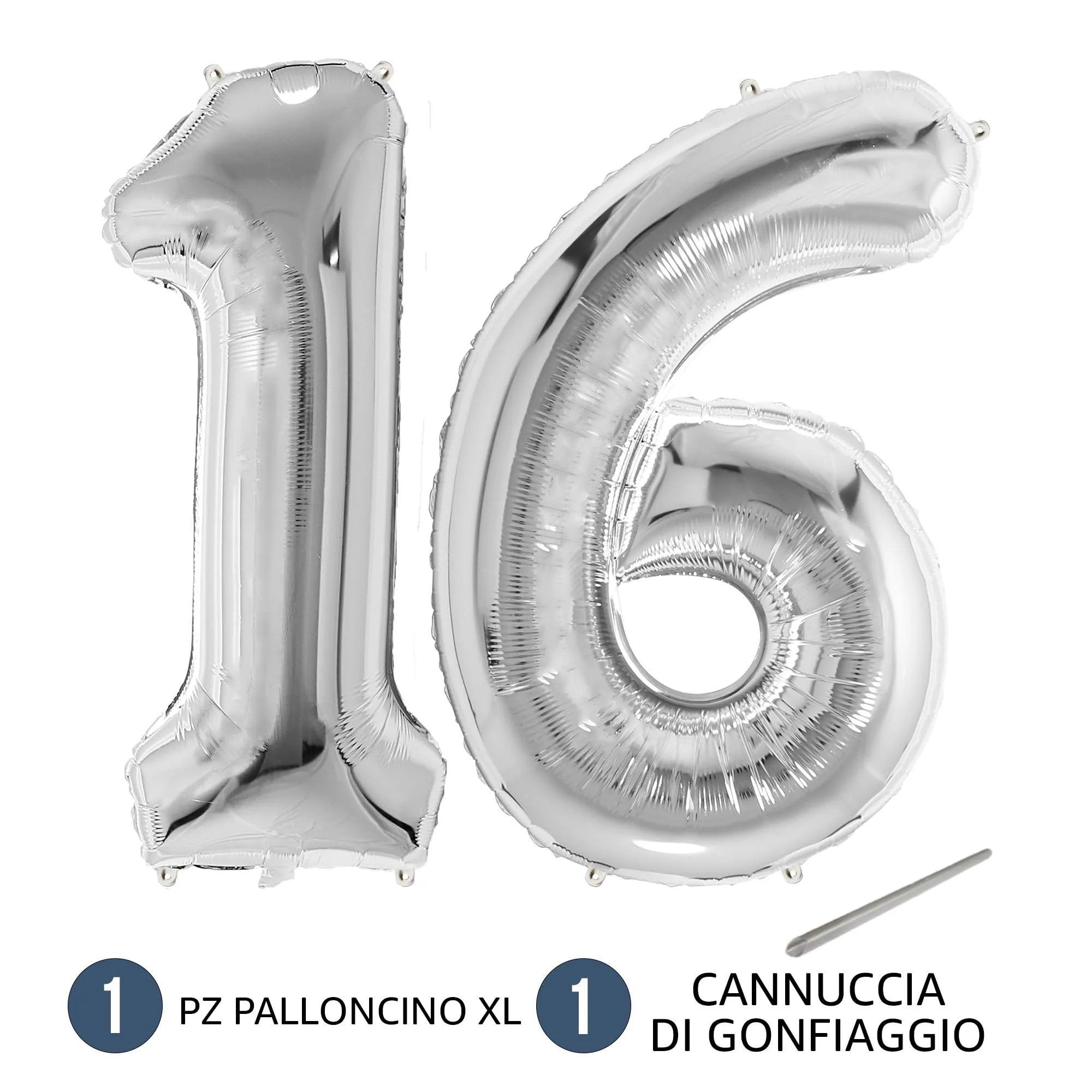 FUNFEST Palloncini 16 o 61 Anni Argento Giganti 100cm - immagine 7