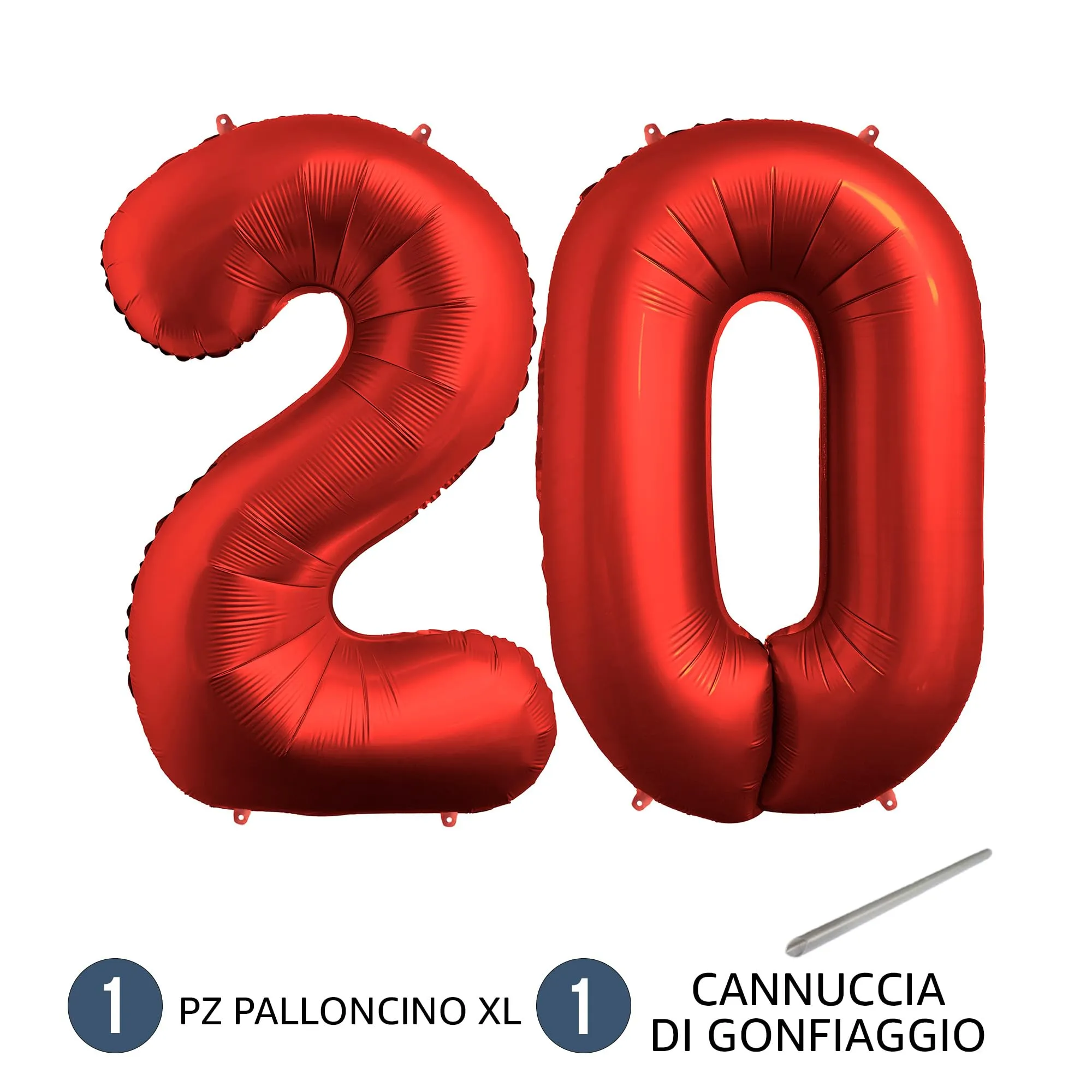 FUNFEST Palloncini 20° Compleanno Rosso Chromo 100cm - immagine 7