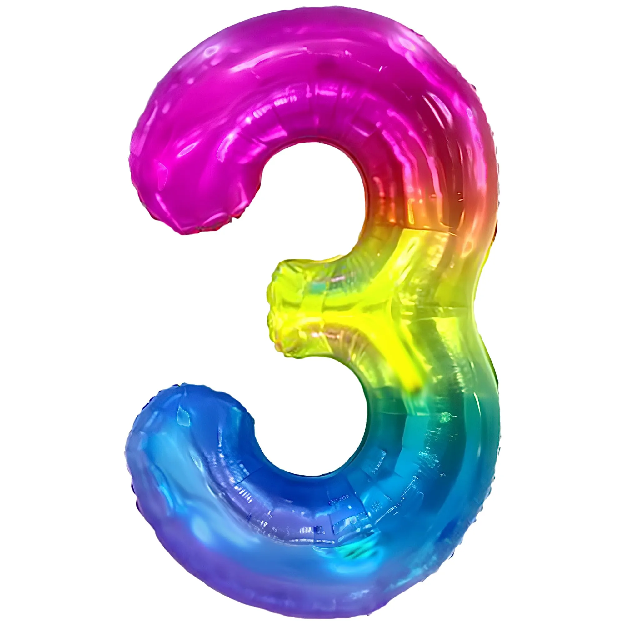 FUNFEST Palloncino Numero 3 Arcobaleno Gigante 100cm - immagine 1
