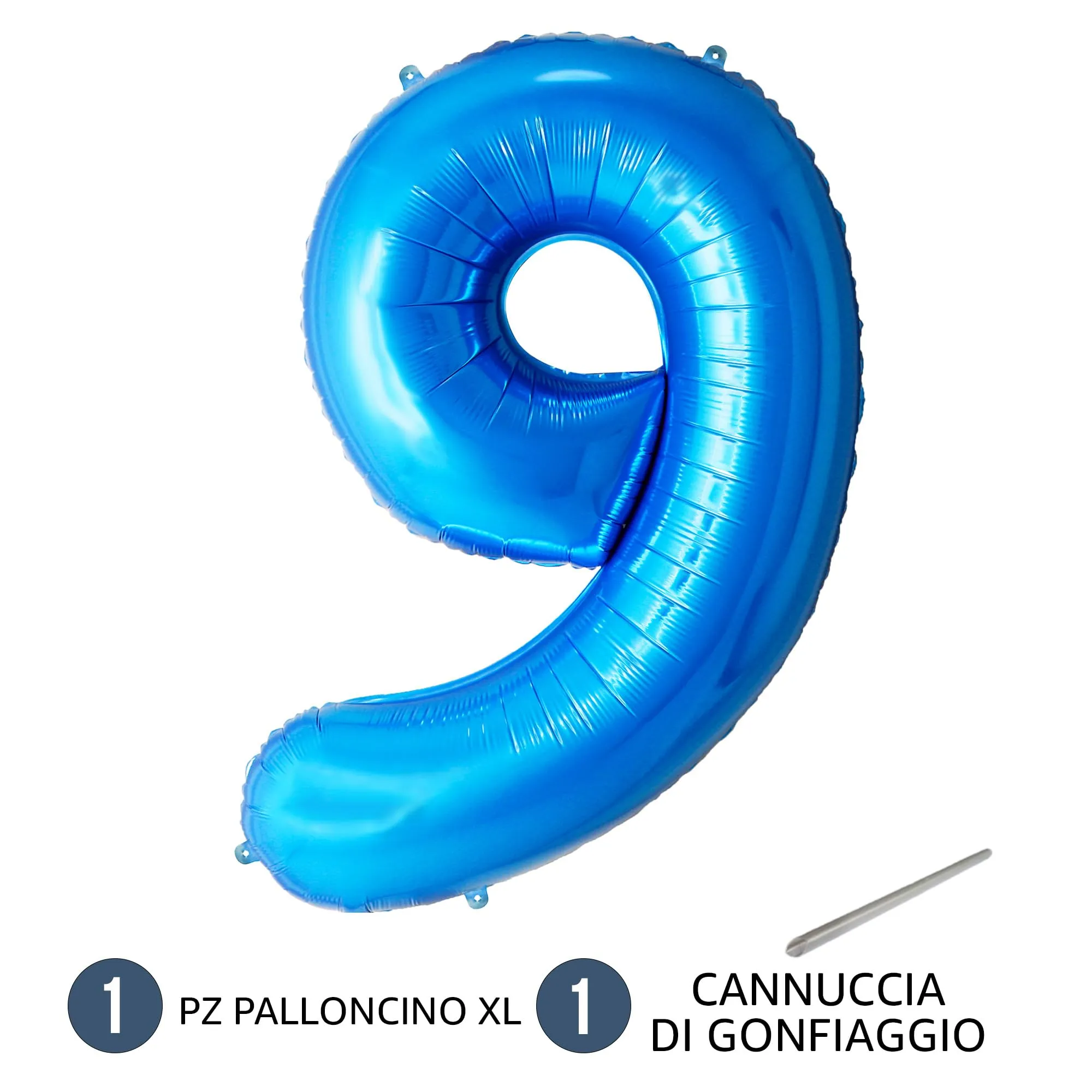 FUNFEST Palloncino Numero 9 Blu 100cm – Decorazione Compleanno Ragazzo – Elio o Aria - immagine 7