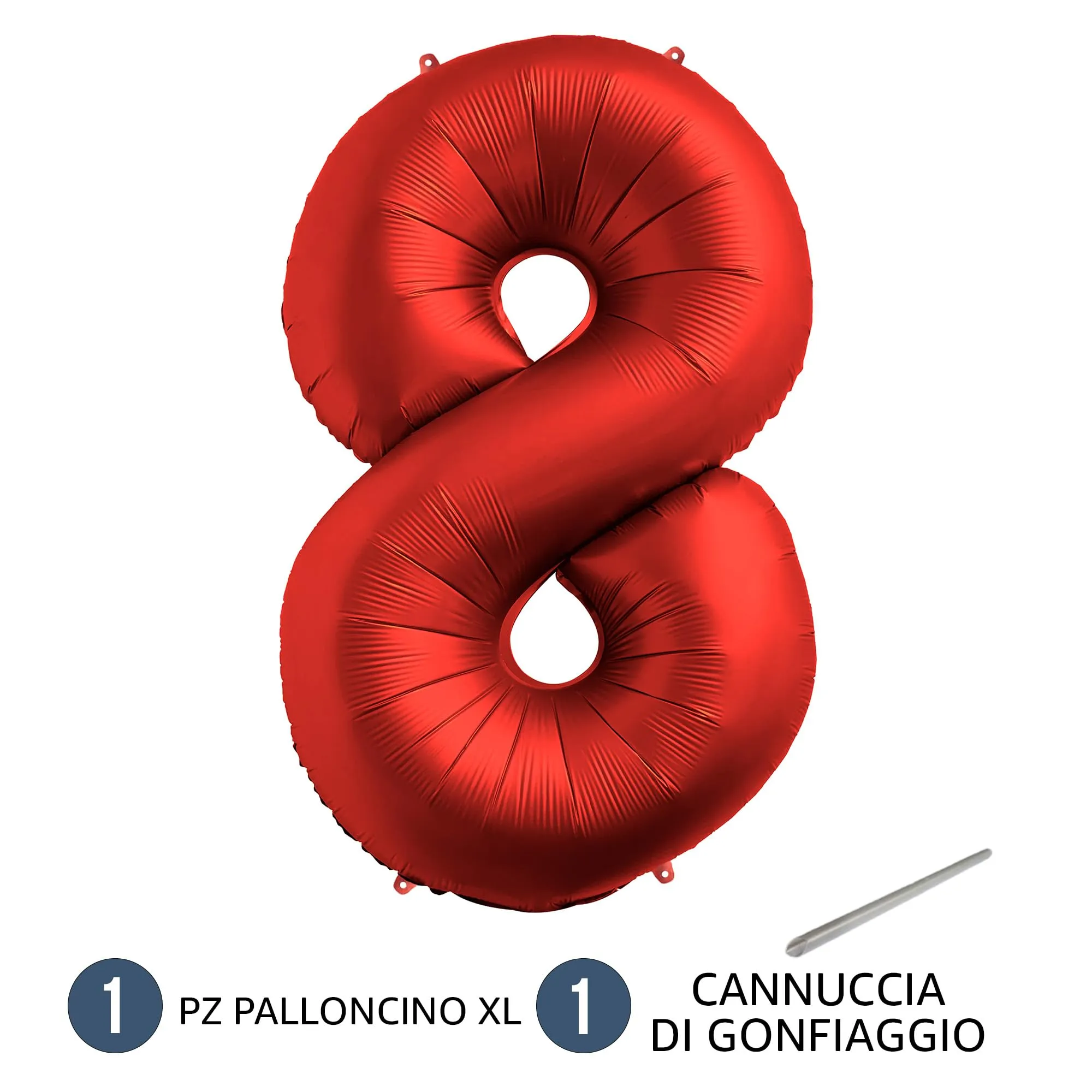 FUNFEST Palloncino Numero 8 Rosso 100cm – Decorazione Compleanno Radiosa – Elio o Aria - immagine 7