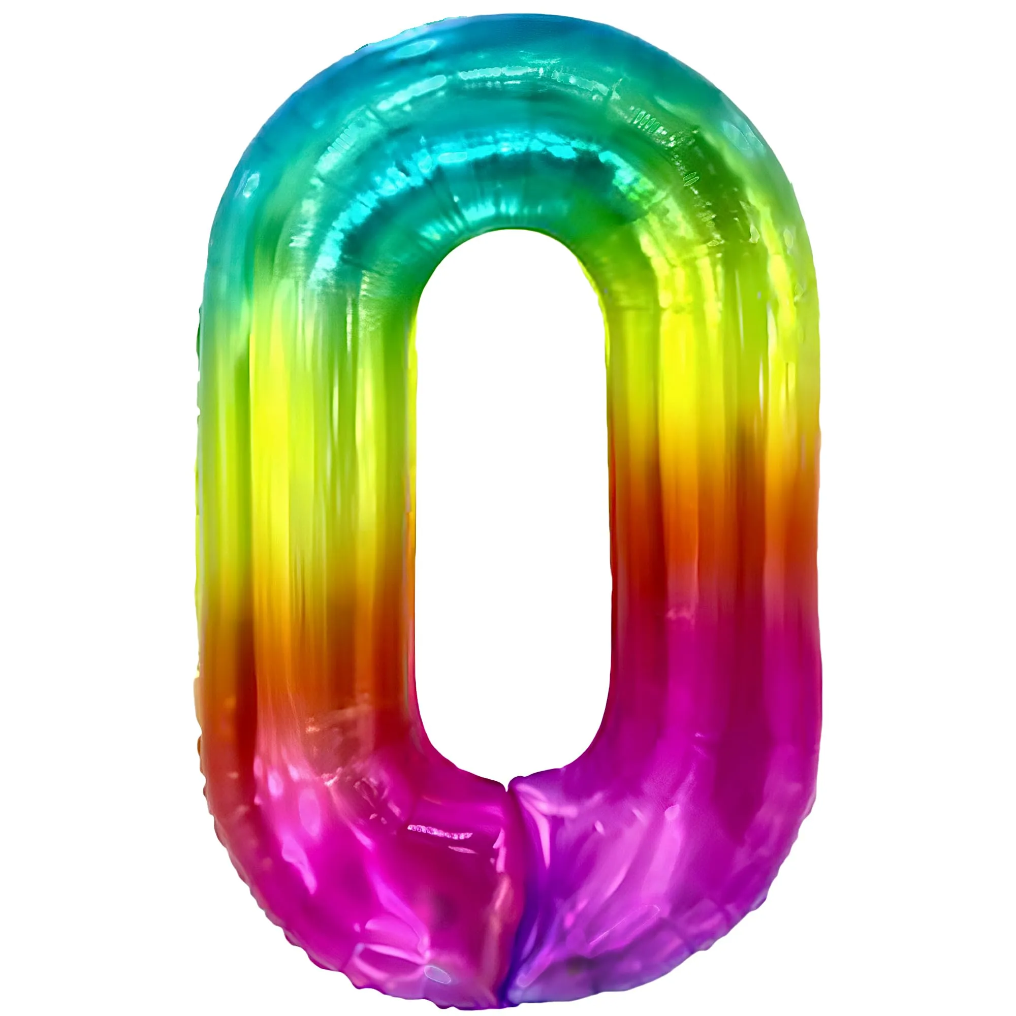 FUNFEST Palloncino Numero 0 Arcobaleno Gigante 100cm - immagine 1