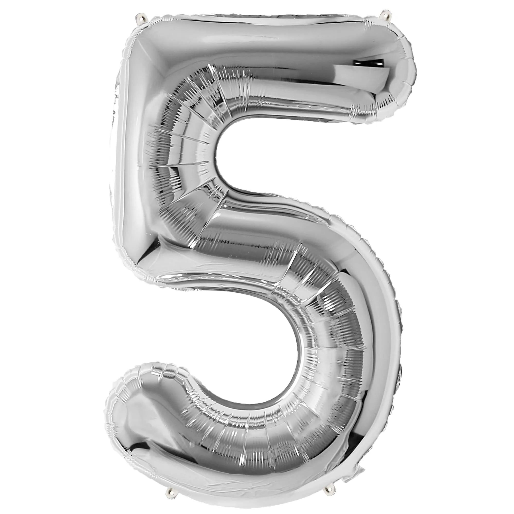 FUNFEST Palloncino Numero 5 Argento Metallizzato 100cm - immagine 1