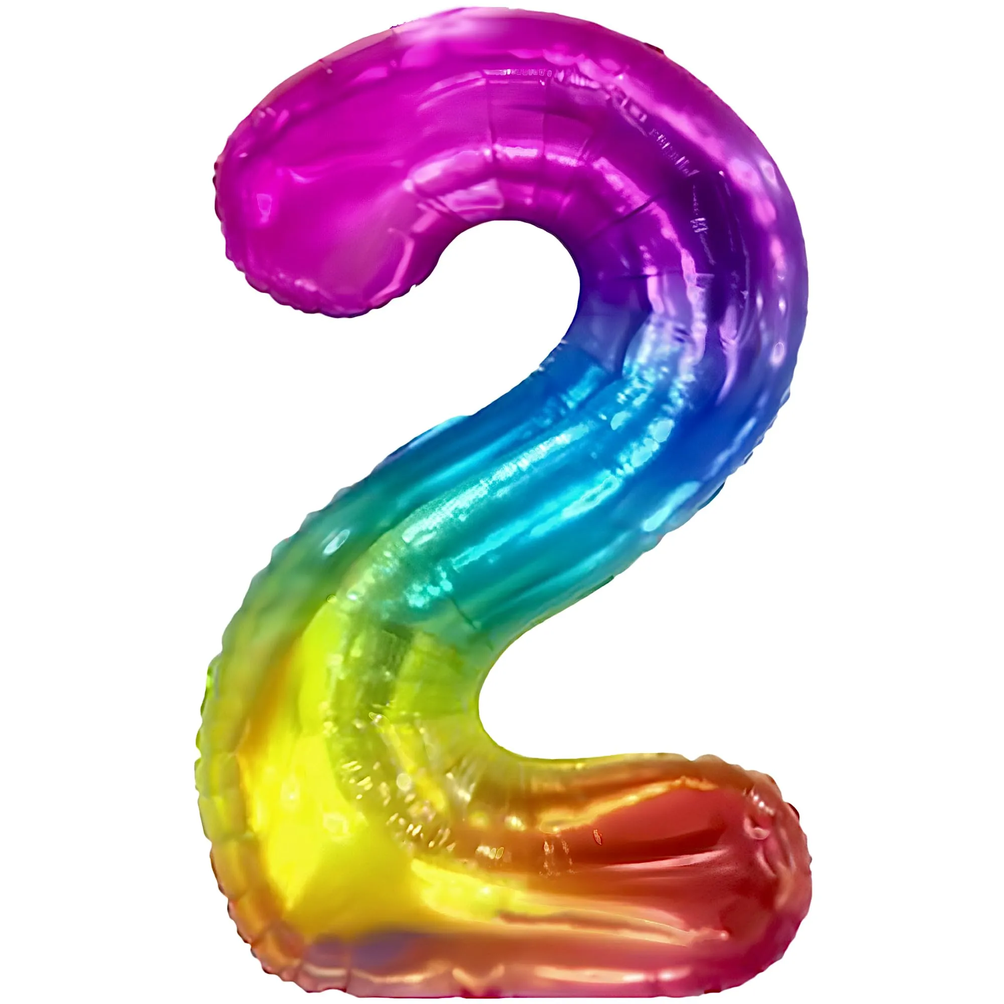 FUNFEST Palloncino Numero 2 Arcobaleno Gigante 100cm - immagine 1