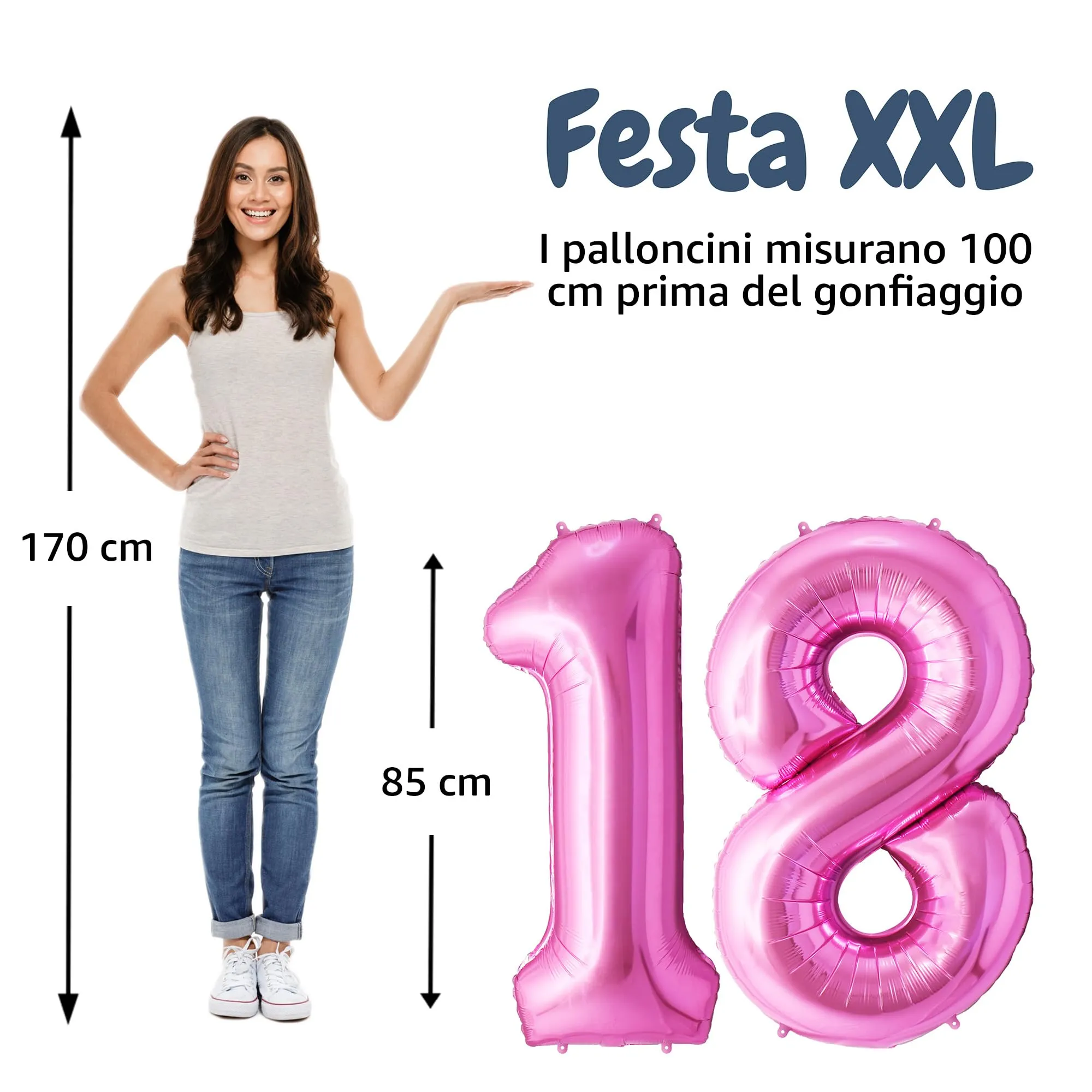 FUNFEST Palloncini 18 o 81 Anni Rosa Giganti 100cm - immagine 2