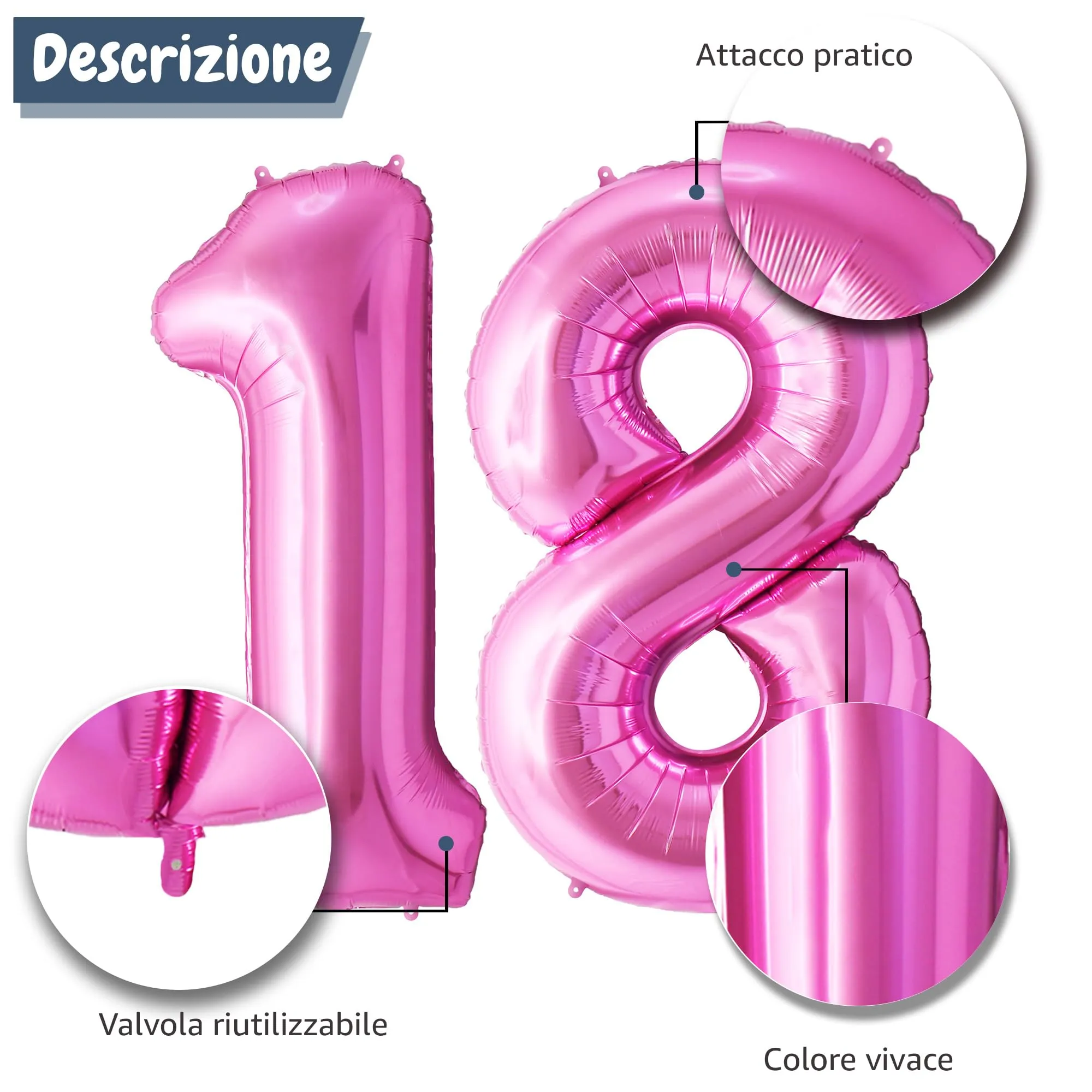 FUNFEST Palloncini 18 o 81 Anni Rosa Giganti 100cm - immagine 6