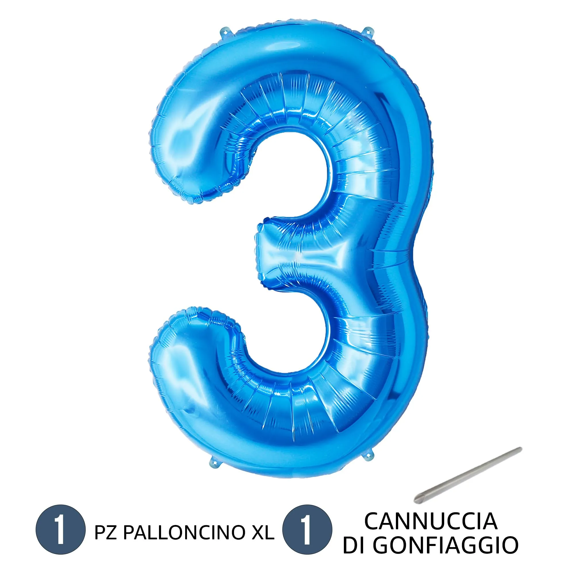 FUNFEST Palloncino Numero 3 Blu Lucido 100cm - immagine 7