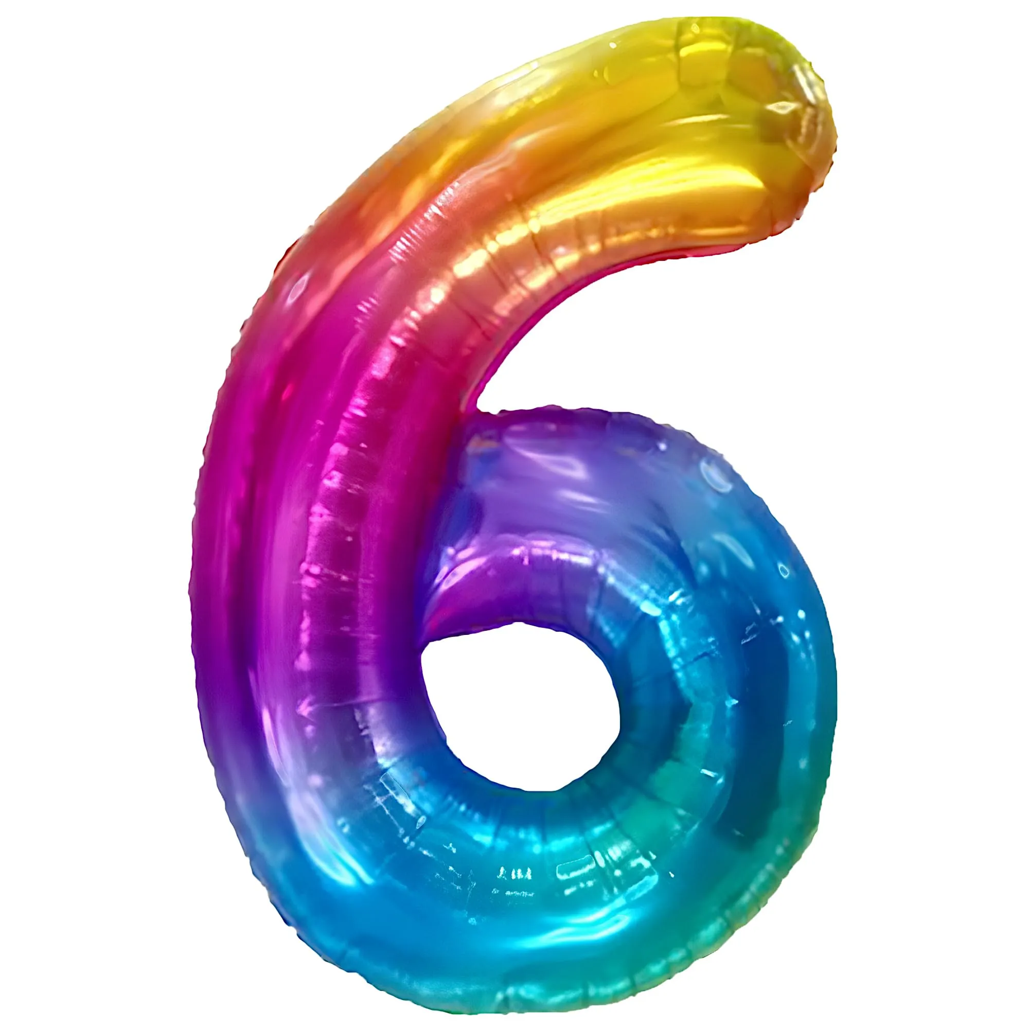 FUNFEST Palloncino Numero 6 Arcobaleno 100cm – Decorazione Compleanno Gigante – Elio o Aria - immagine 1