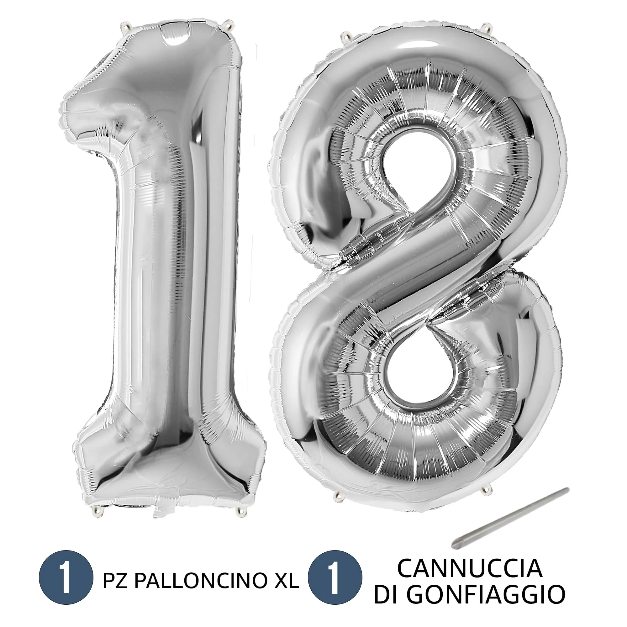 FUNFEST Palloncini 18 o 81 Anni Argento Giganti 100cm - immagine 7