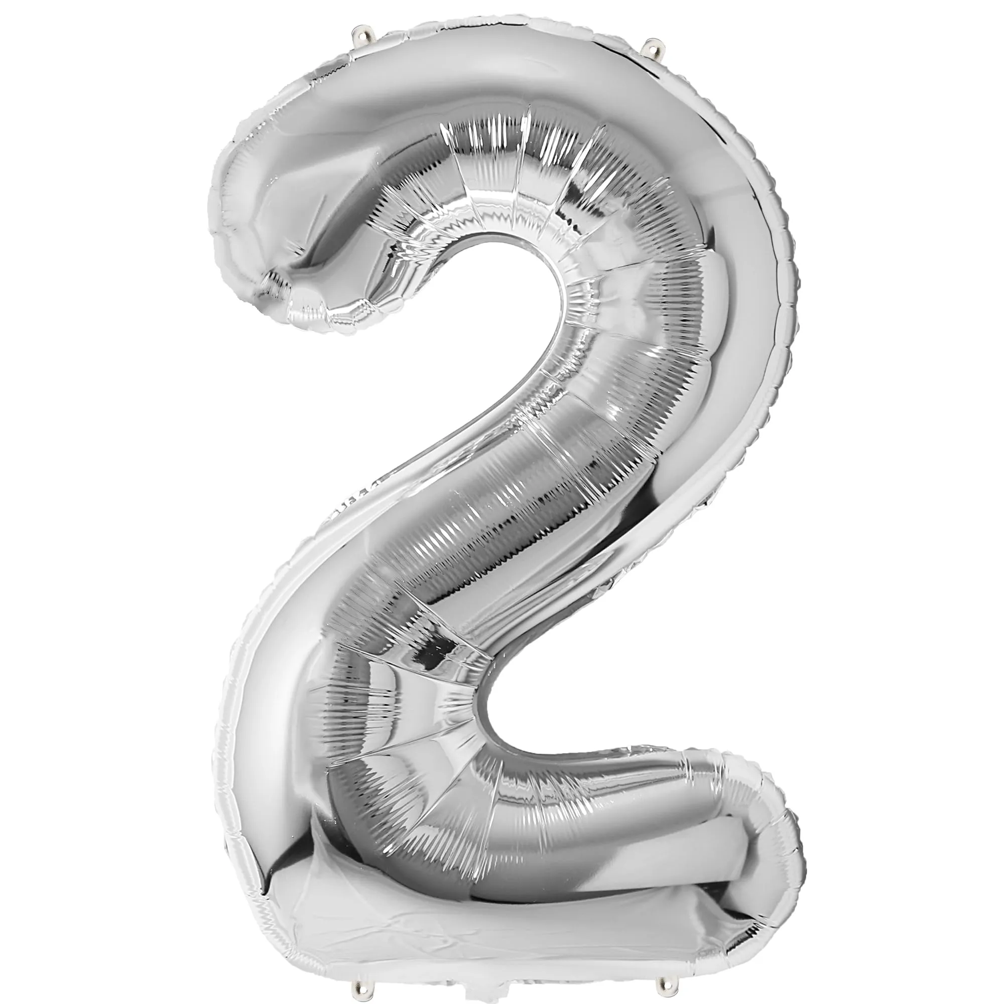 FUNFEST Palloncino Numero 2 Argento Metallizzato 100cm - immagine 1