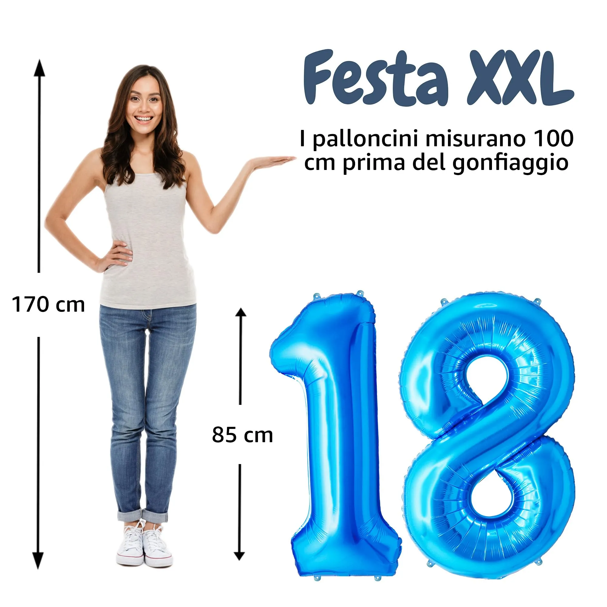 FUNFEST Palloncini 18 o 81 Anni Bleu Giganti 100cm - immagine 2