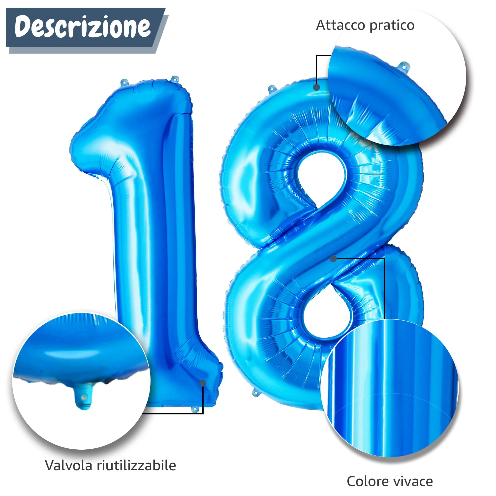 FUNFEST Palloncini 18 o 81 Anni Bleu Giganti 100cm - immagine 6