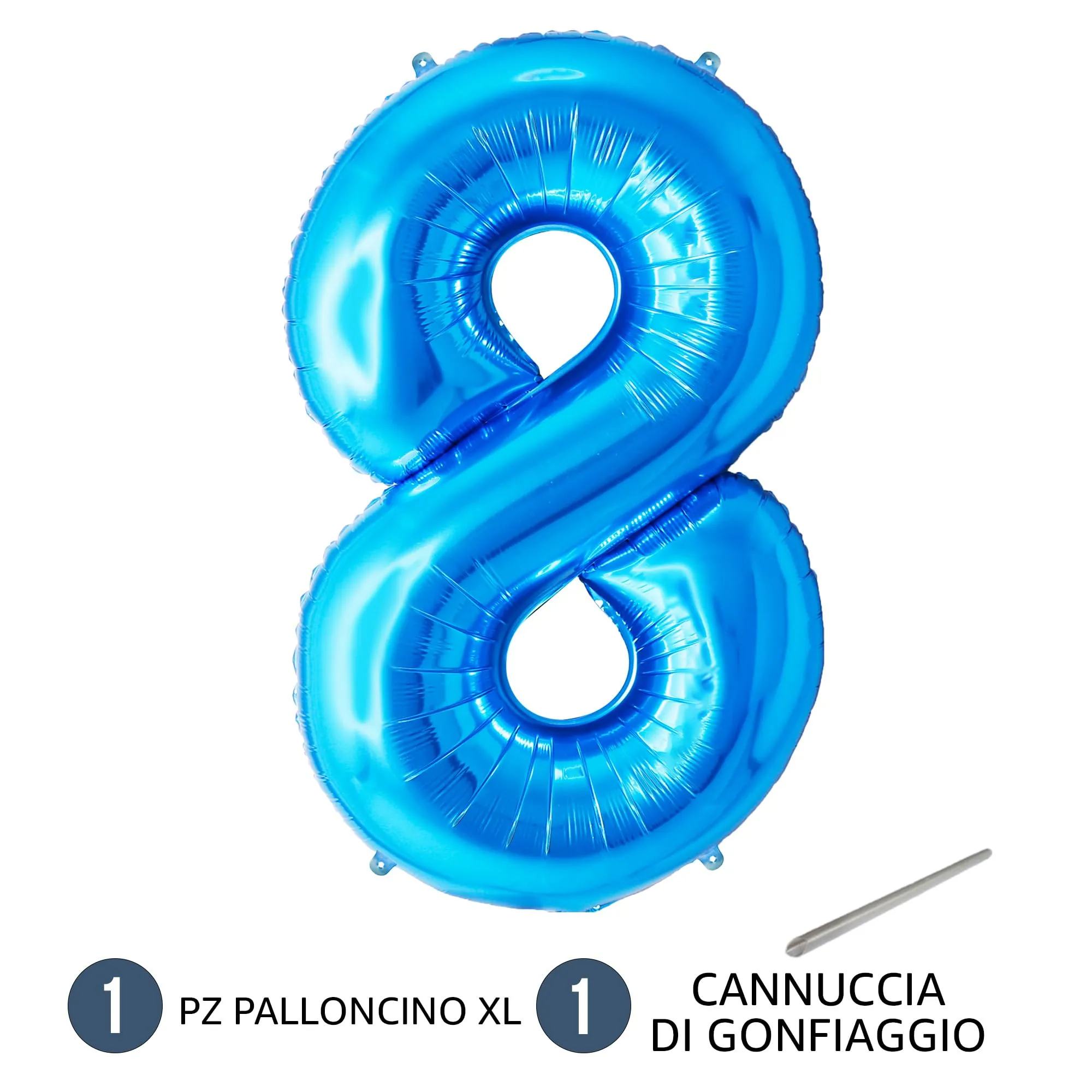 FUNFEST Palloncino Numero 8 Blu 100cm – Decorazione Compleanno Ragazzo – Elio o Aria - immagine 7