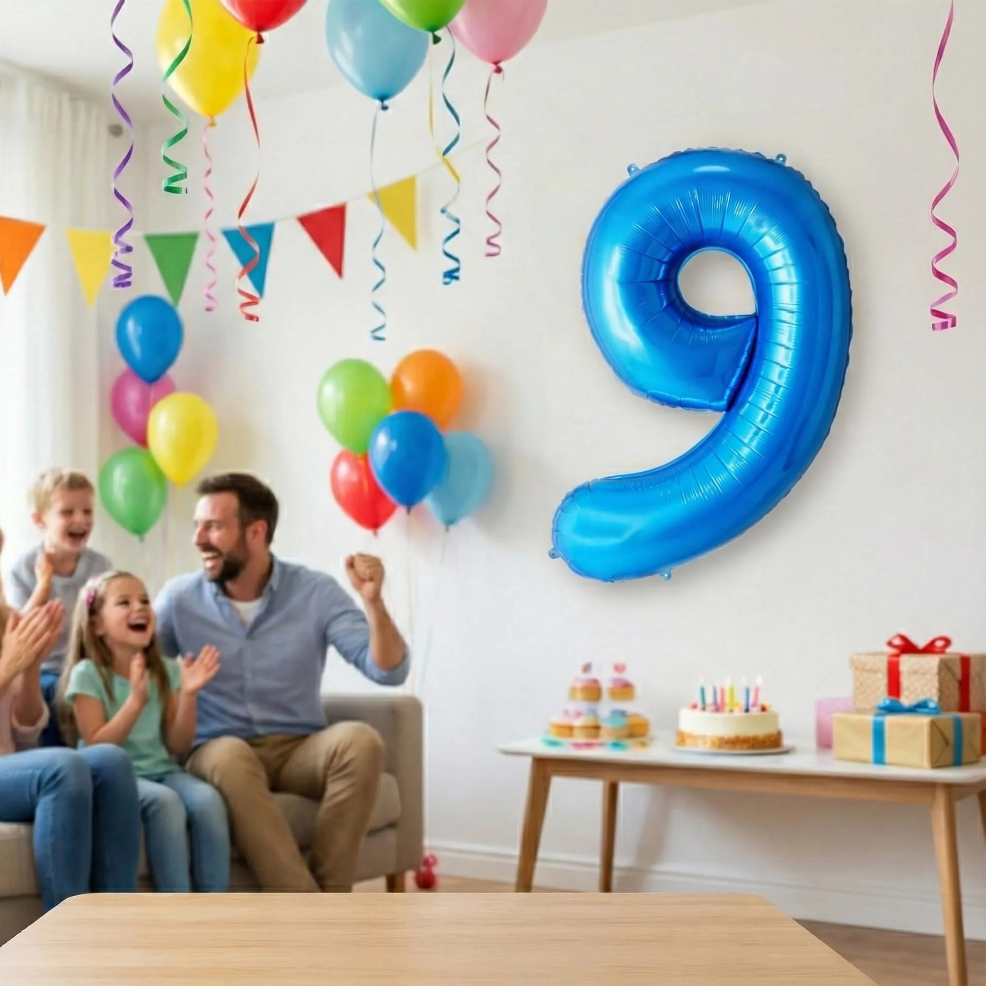 FUNFEST Palloncino Numero 4 Blu Lucido 100cm - immagine 5