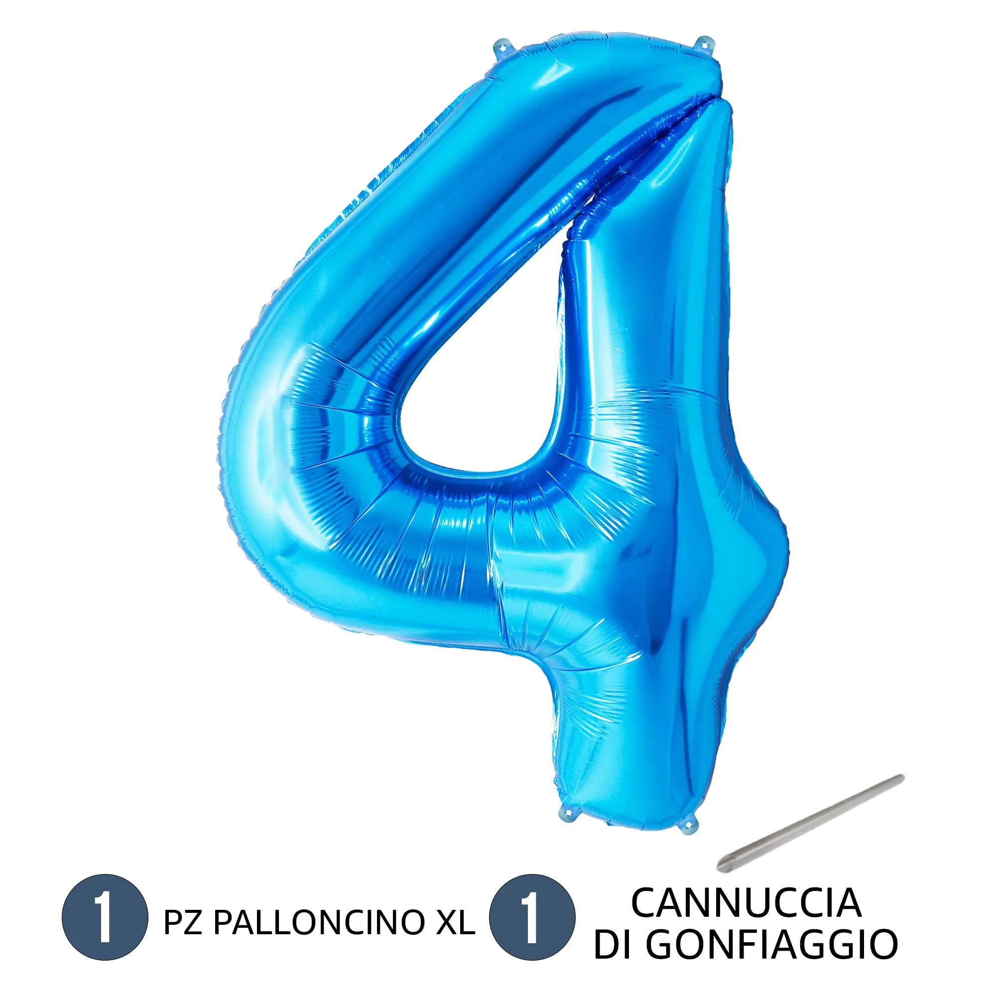 FUNFEST Palloncino Numero 4 Blu Lucido 100cm - immagine 7