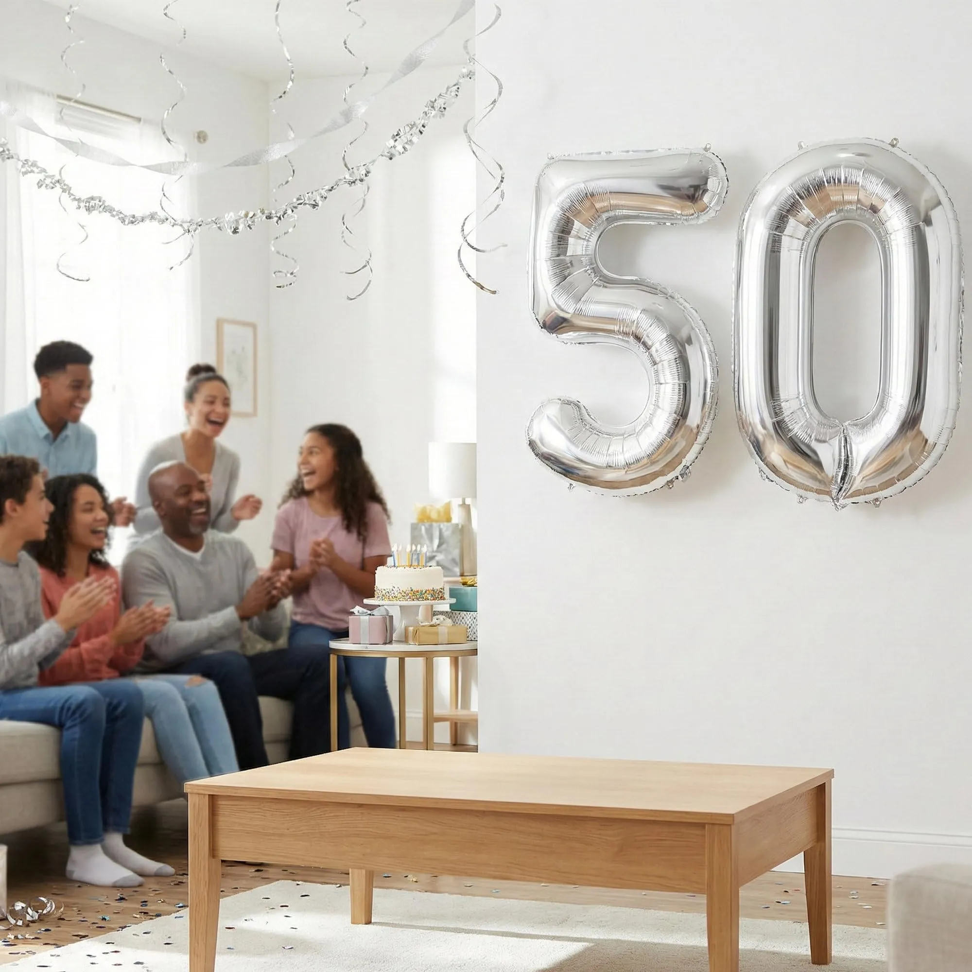 FUNFEST Palloncino Numero 1 Argento Metallizzato 100cm - immagine 3
