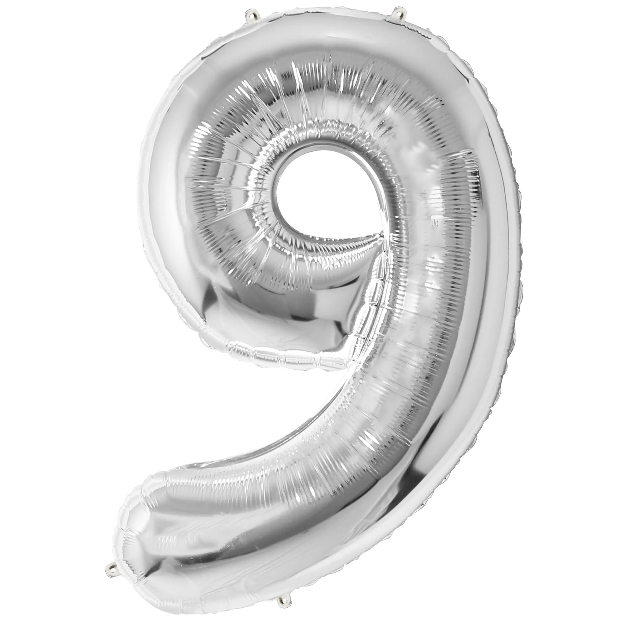 FUNFEST Palloncino Numero 9 Argento 100cm – Decorazione Compleanno Metallizzata – Elio o Aria - immagine 1