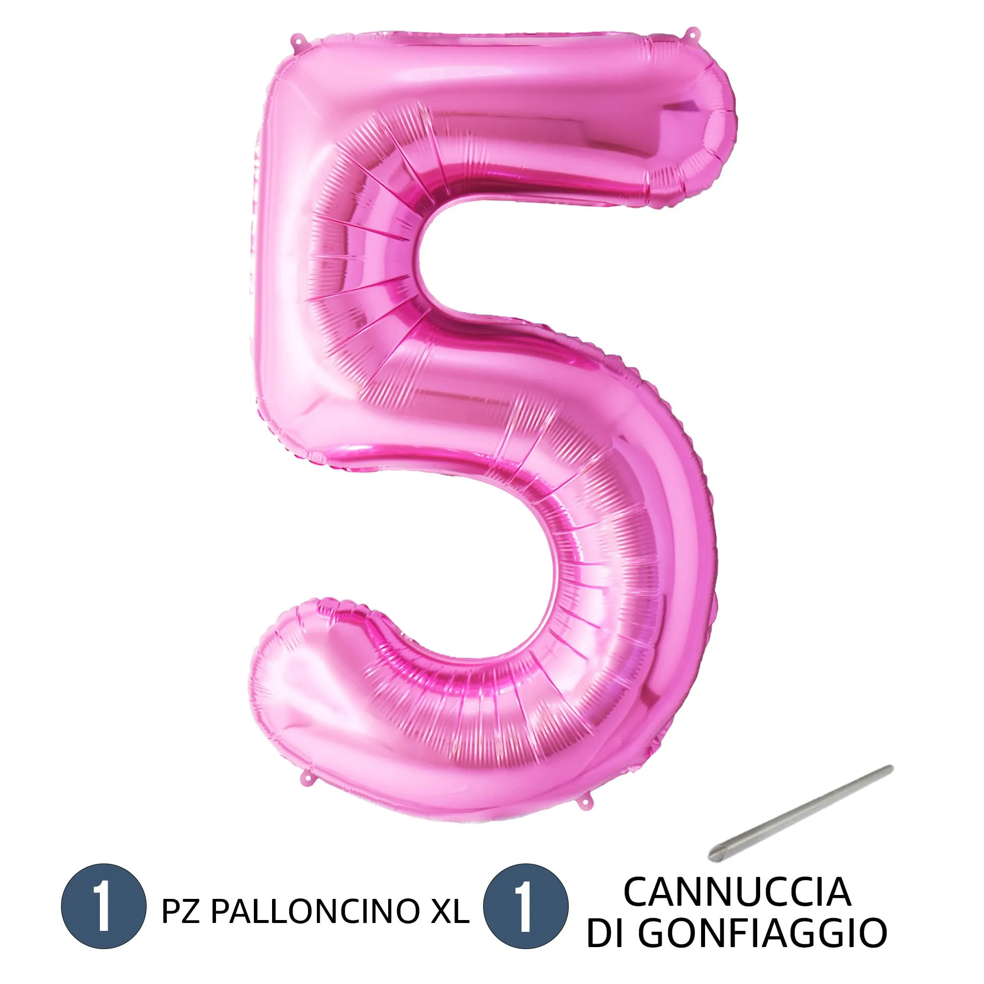 FUNFEST Palloncino Numero 5 Oro Rosa/Pink 100cm - immagine 7