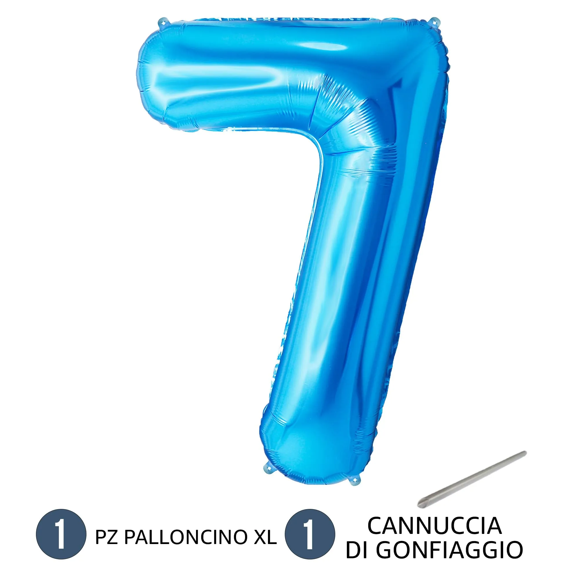 FUNFEST Palloncino Numero 7 Blu 100cm – Decorazione Compleanno Ragazzo – Elio o Aria - immagine 7