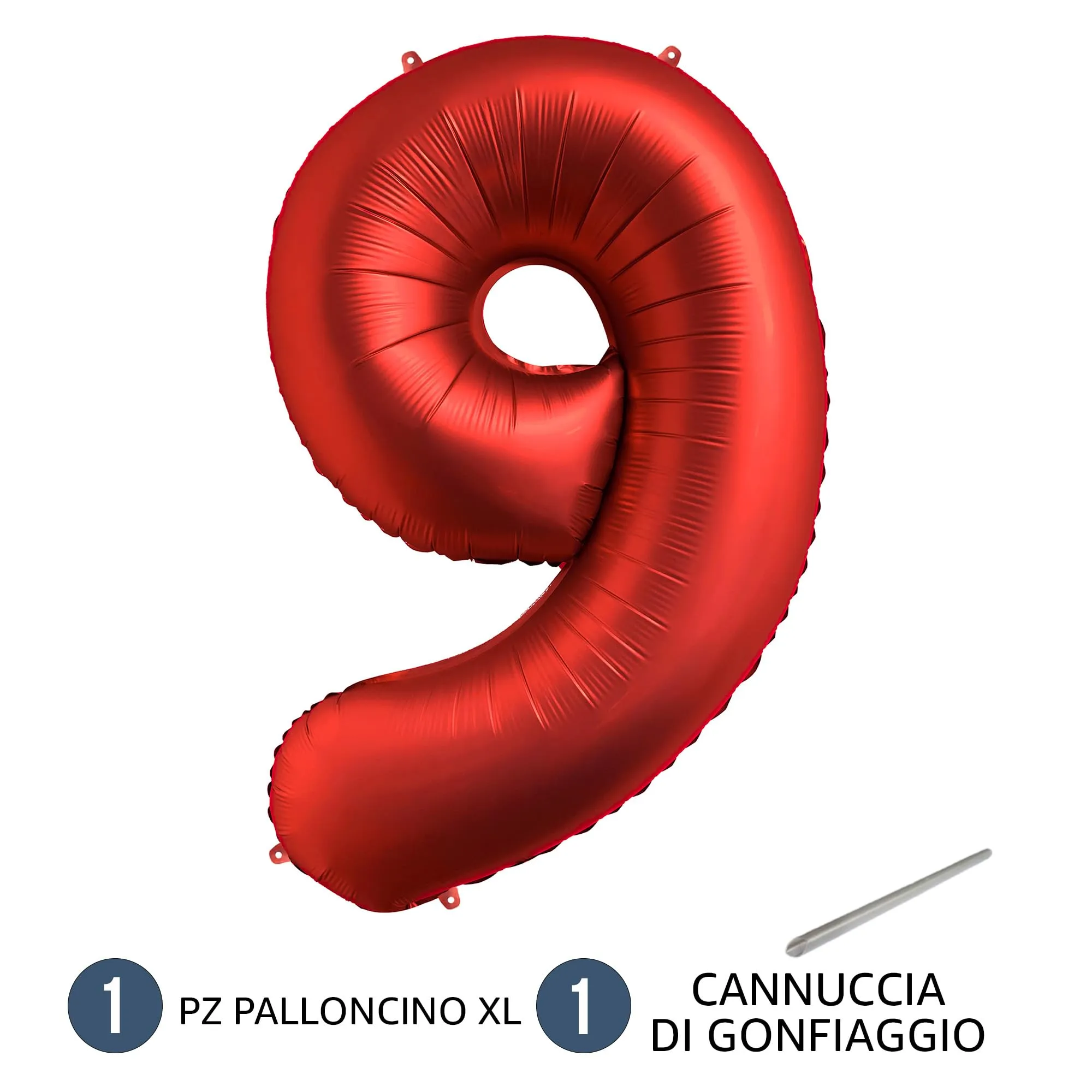 FUNFEST Palloncino Numero 9 Rosso 100cm – Decorazione Compleanno Radiosa – Elio o Aria - immagine 7