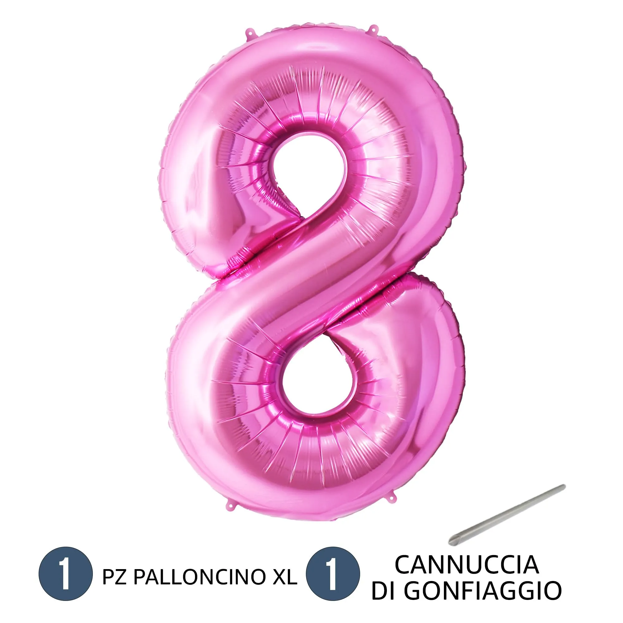 FUNFEST Palloncino Numero 8 Rosa 100cm – Decorazione Compleanno Ragazza – Elio o Aria - immagine 7