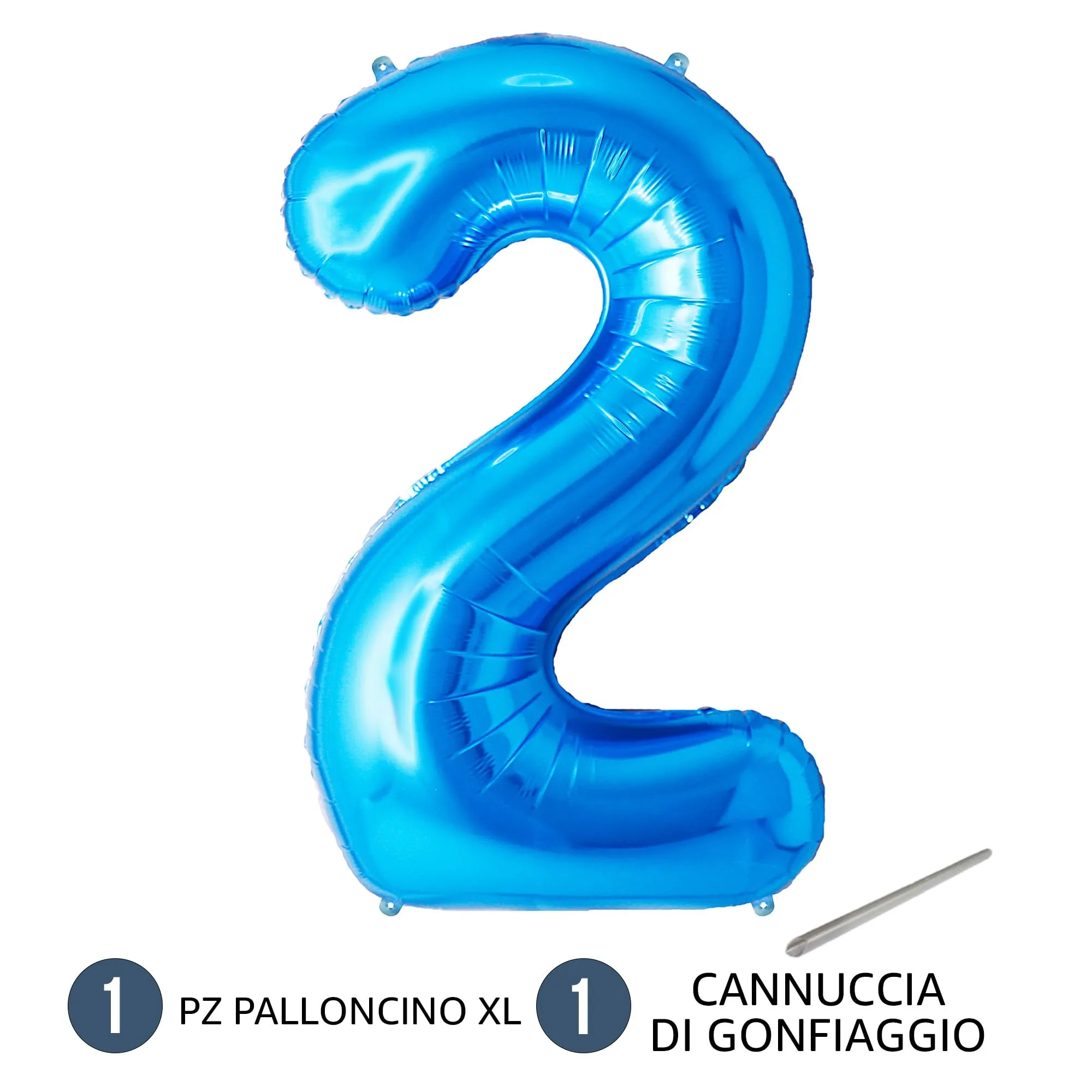FUNFEST Palloncino Numero 2 Blu Lucido 100cm - immagine 7