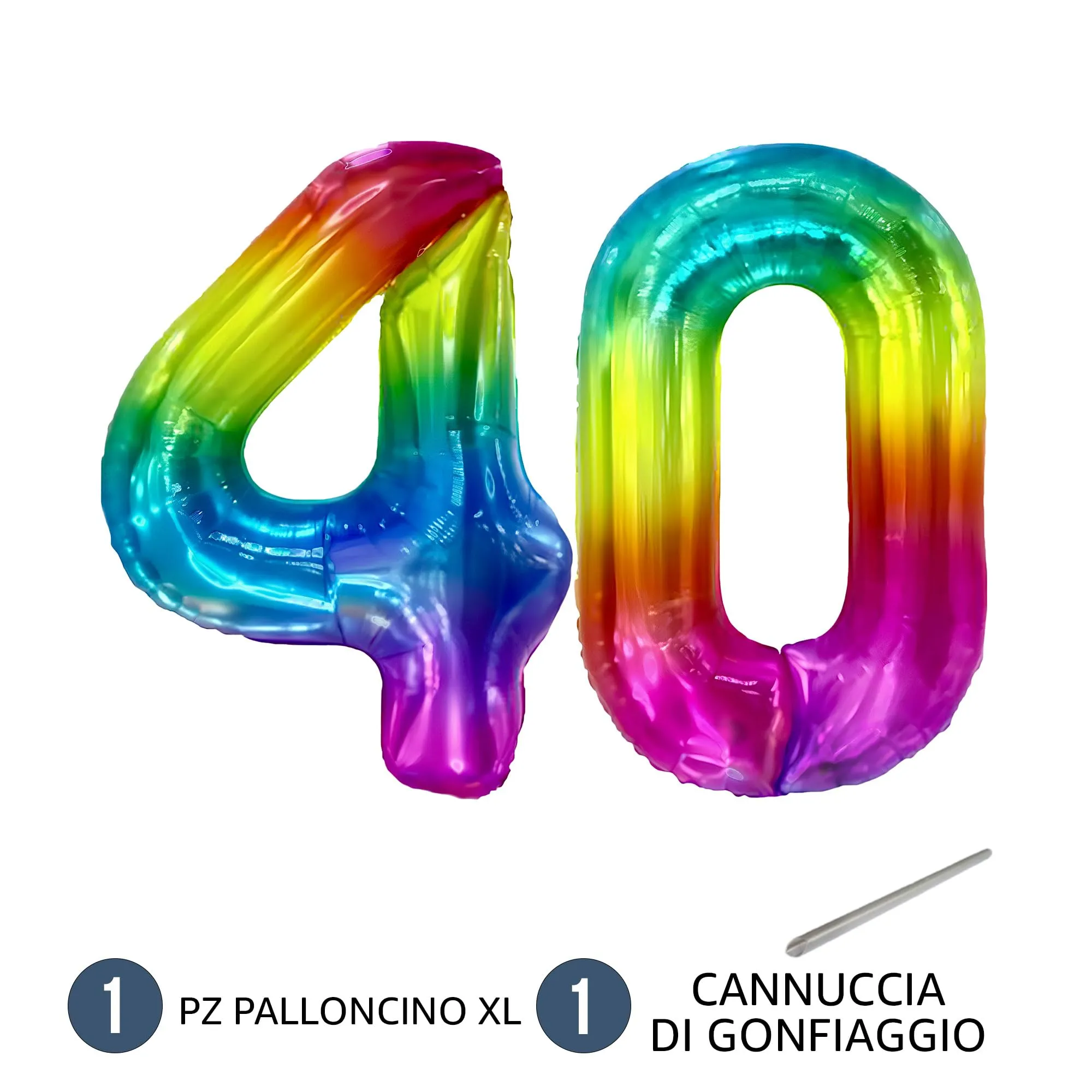 FUNFEST Palloncini 40° Compleanno Arcobaleno Giganti 100cm - immagine 7