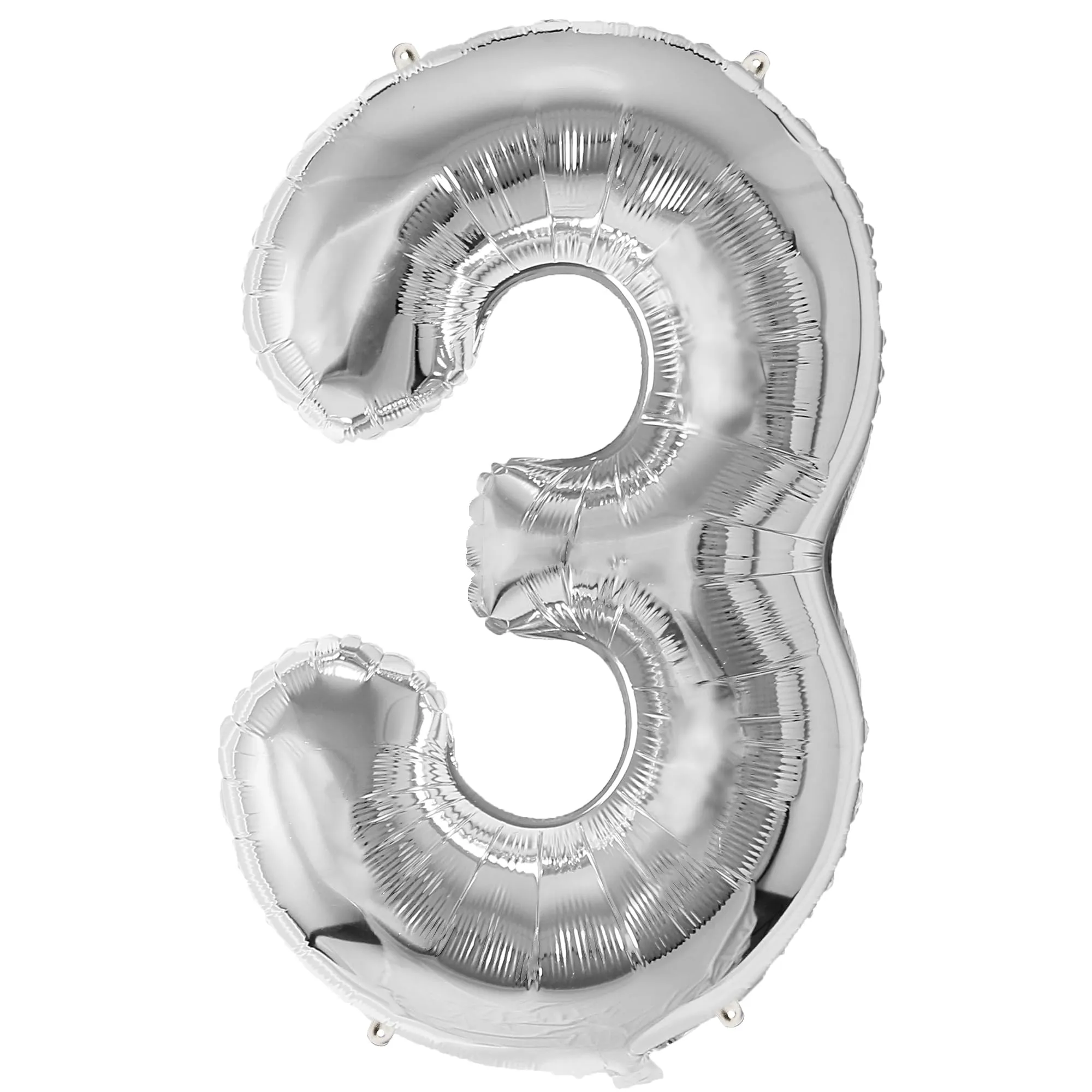 FUNFEST Palloncino Numero 3 Argento Metallizzato 100cm - immagine 1