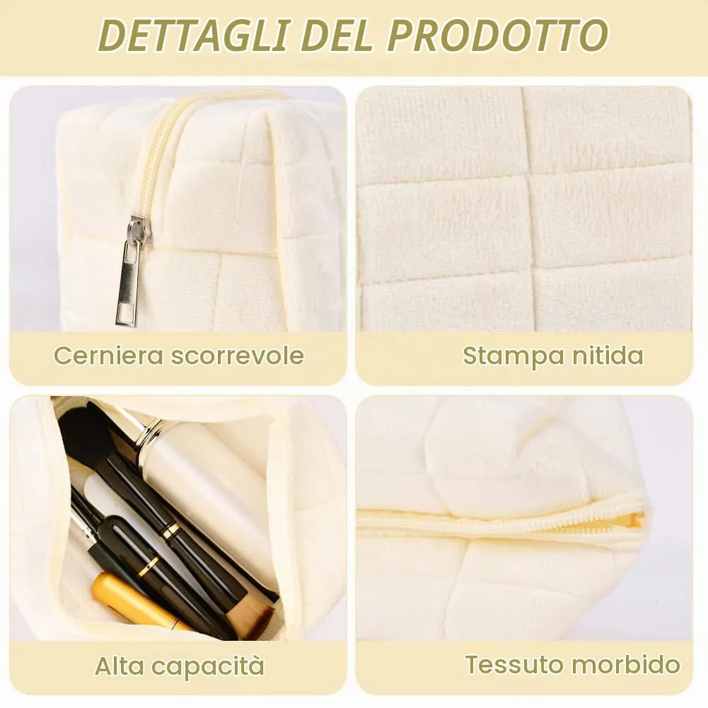 Aucuu Trousse da viaggio per cosmetici, coquette, beauty case, da donna, con motivo floreale, per bambini, donne e uomini, # 6 bianco, 17 * 11 * 10 cm, Elegante - immagine 4